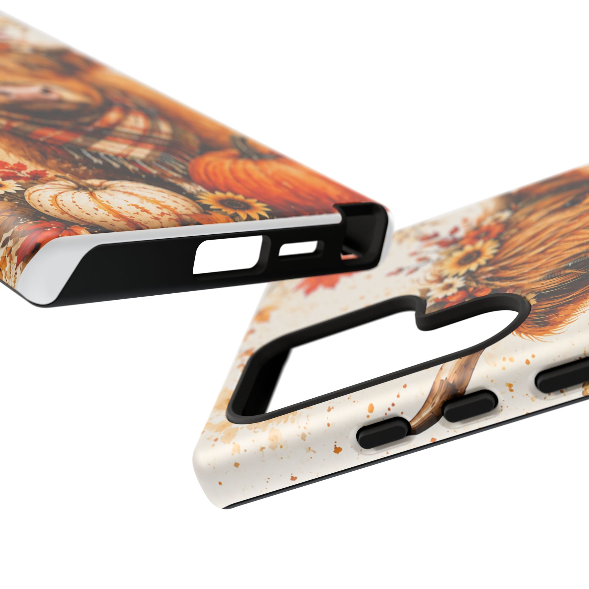 Autumn Highland Cow Phone Case — Fall Pumpkin & Sunflower Tough Case