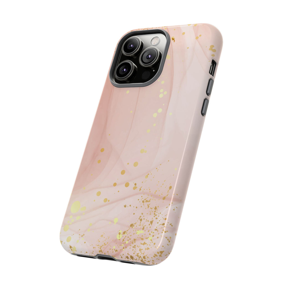 Rose Gold Marble Tough Case – Pink Marble Phone Case with Gold Glitter Accents