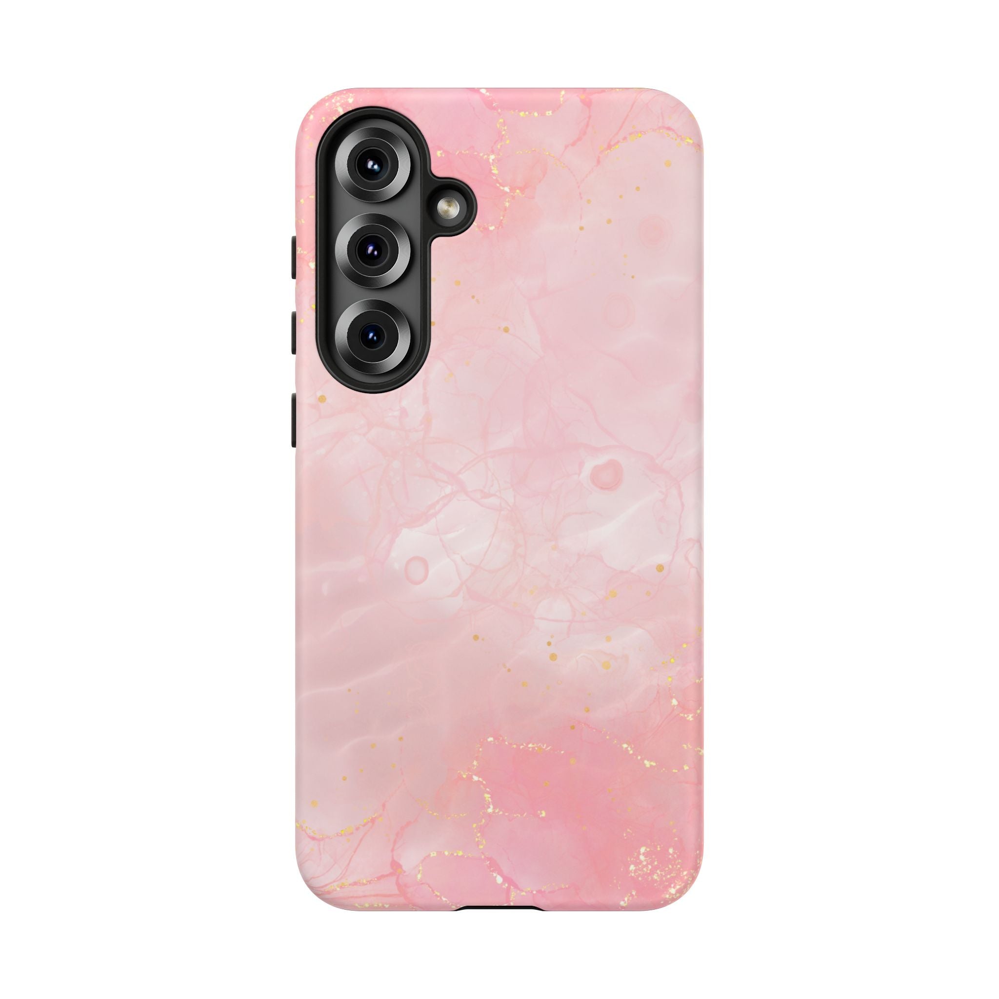 Pink Marble Tough Phone Case — Protective iPhone Cover with Gold Vein Design