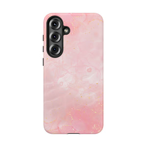 Pink Marble Tough Phone Case — Protective iPhone Cover with Gold Vein Design