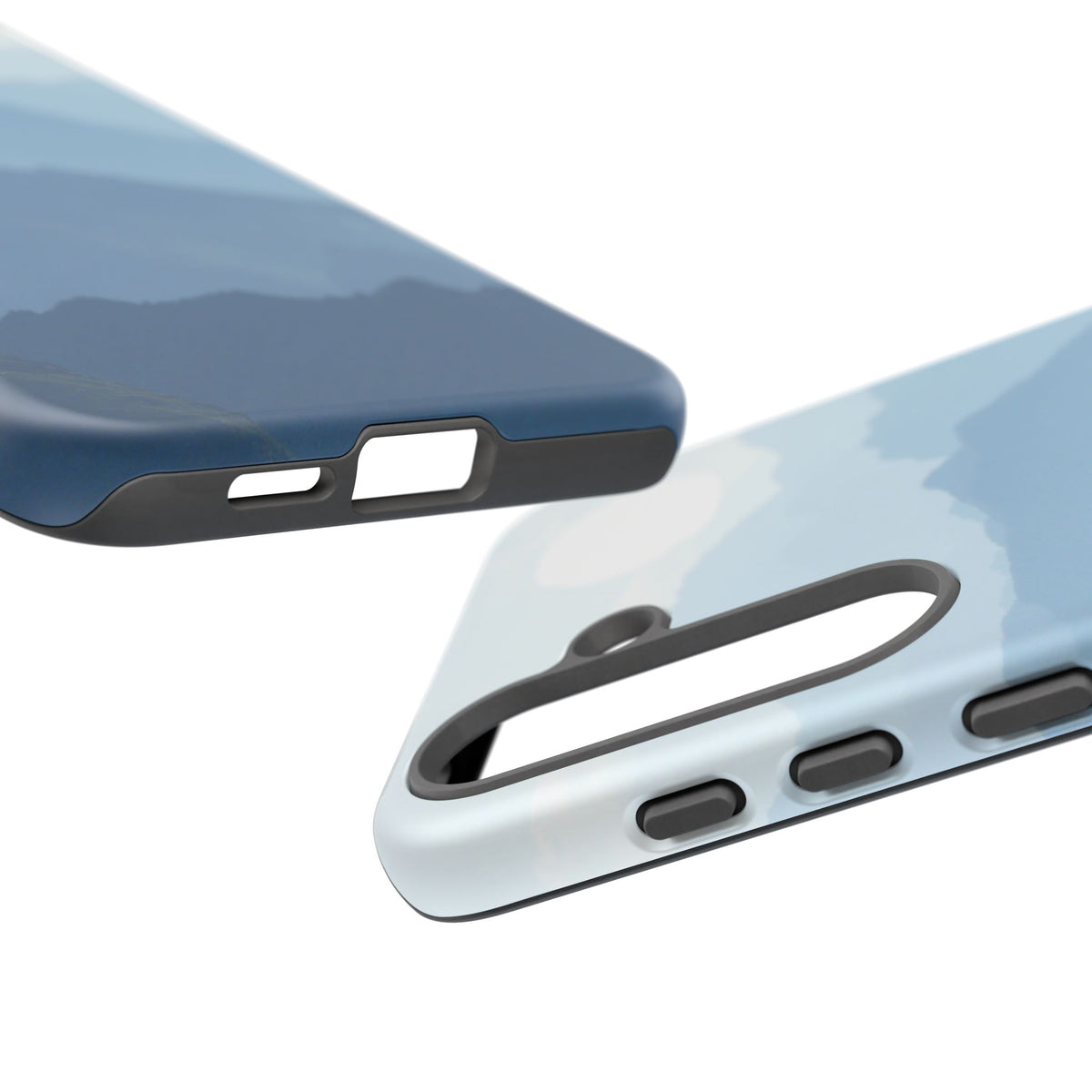 Mountain Sunrise Tough Phone Case — Blue Layered Peaks Protective Cover
