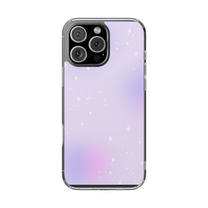 Clear Magnetic Phone Case — Pastel Purple Galaxy with Sparkle