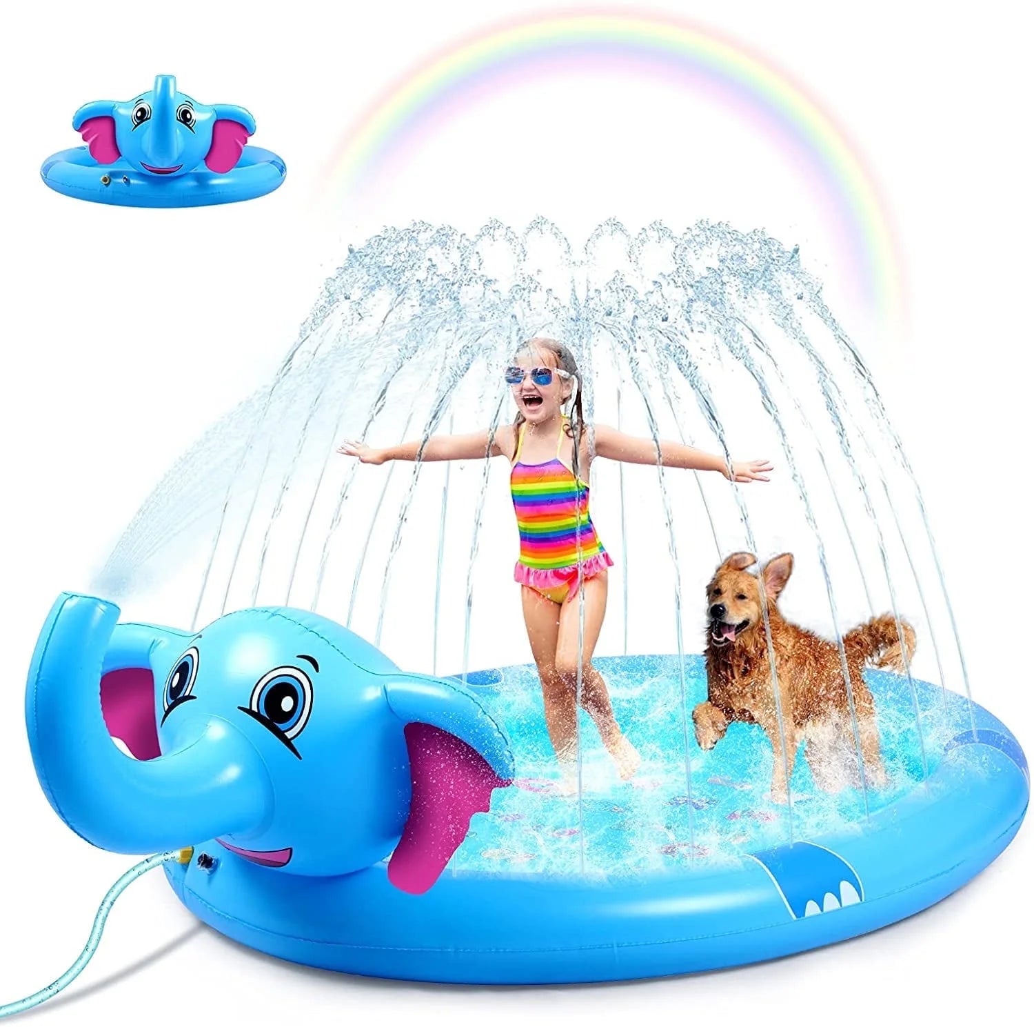 Adofi Splash Pad Sprinkler, 82.7" Inflatable Wading Pool Play Mat, Upgraded Baby Summer Outdoor Games Mat, Toys for Boys Girls 3 6 Years