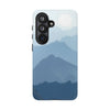 Mountain Sunrise Tough Phone Case — Blue Layered Peaks Protective Cover