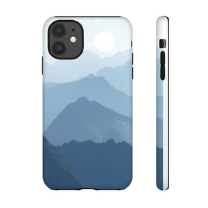 Mountain Sunrise Tough Phone Case — Blue Layered Peaks Protective Cover