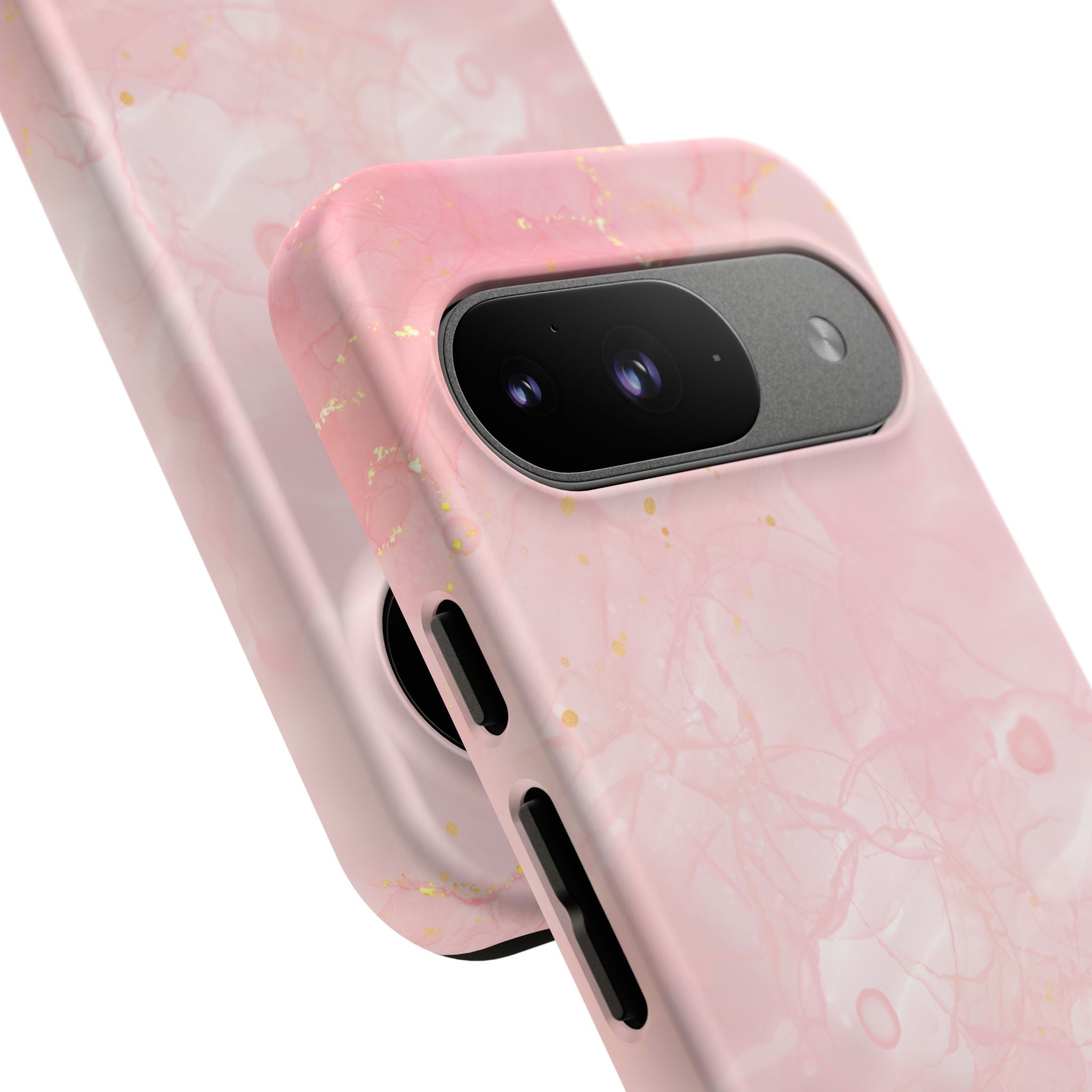 Pink Marble Tough Phone Case — Protective iPhone Cover with Gold Vein Design