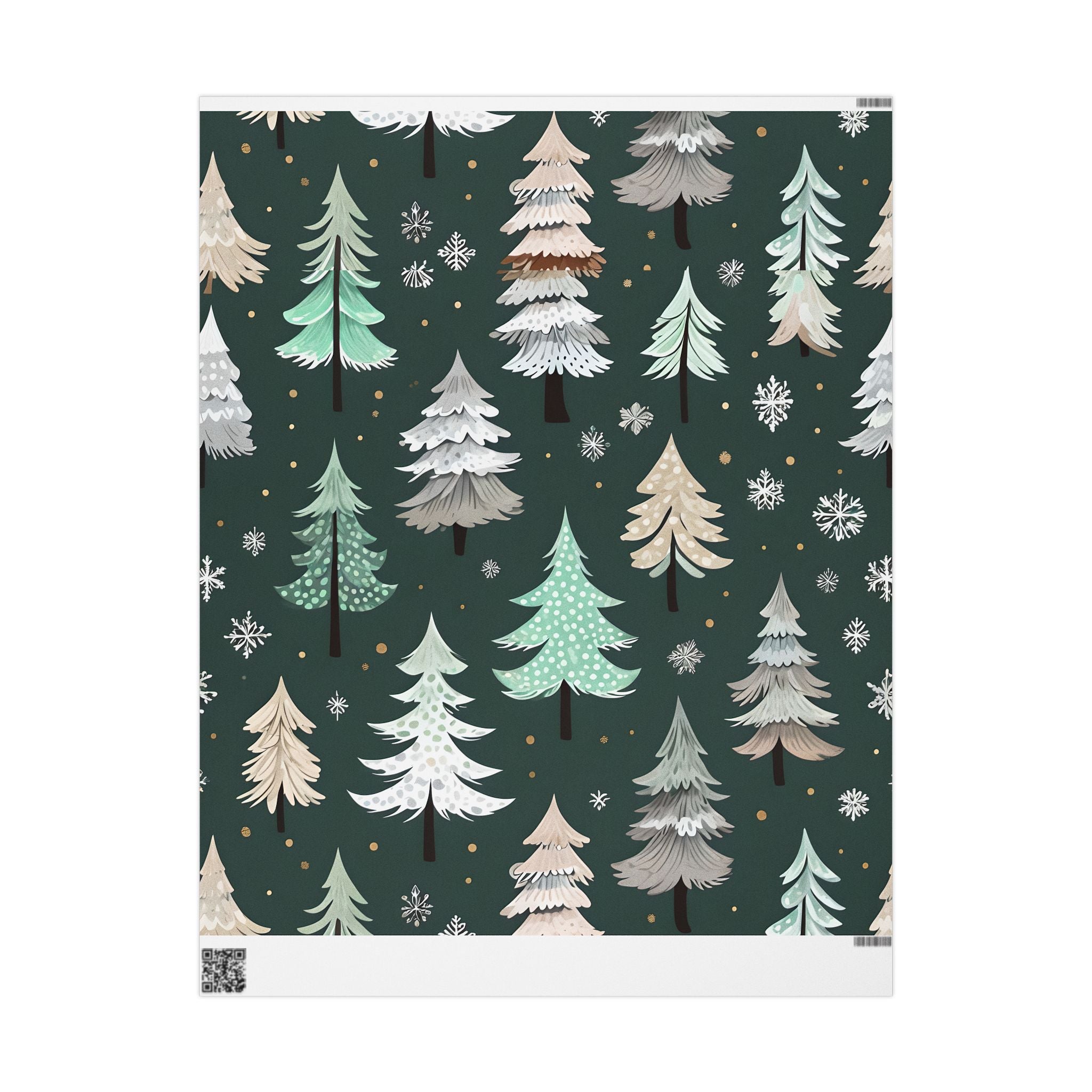 Holiday Pine Tree Wrapping Paper — Dark Green Christmas Gift Wrap