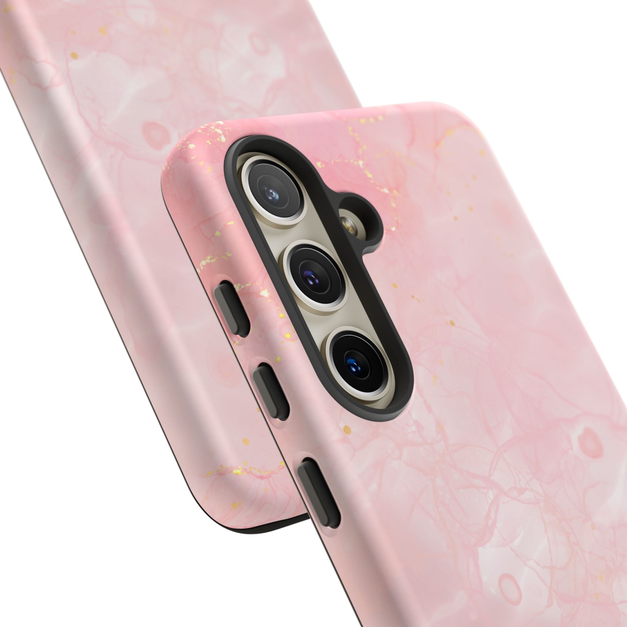 Pink Marble Tough Phone Case — Protective iPhone Cover with Gold Vein Design
