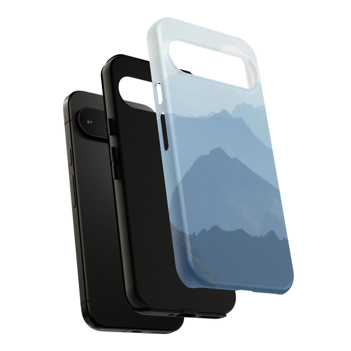 Mountain Sunrise Tough Phone Case — Blue Layered Peaks Protective Cover