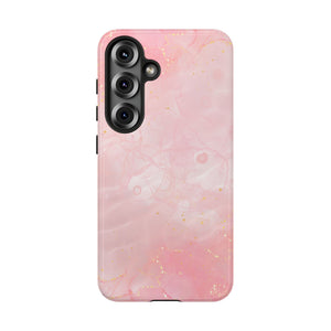 Pink Marble Tough Phone Case — Protective iPhone Cover with Gold Vein Design