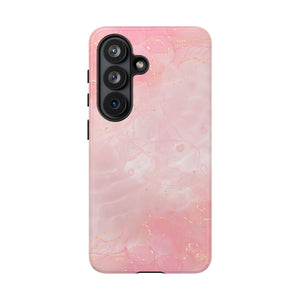 Pink Marble Tough Phone Case — Protective iPhone Cover with Gold Vein Design