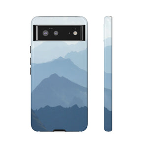 Mountain Sunrise Tough Phone Case — Blue Layered Peaks Protective Cover