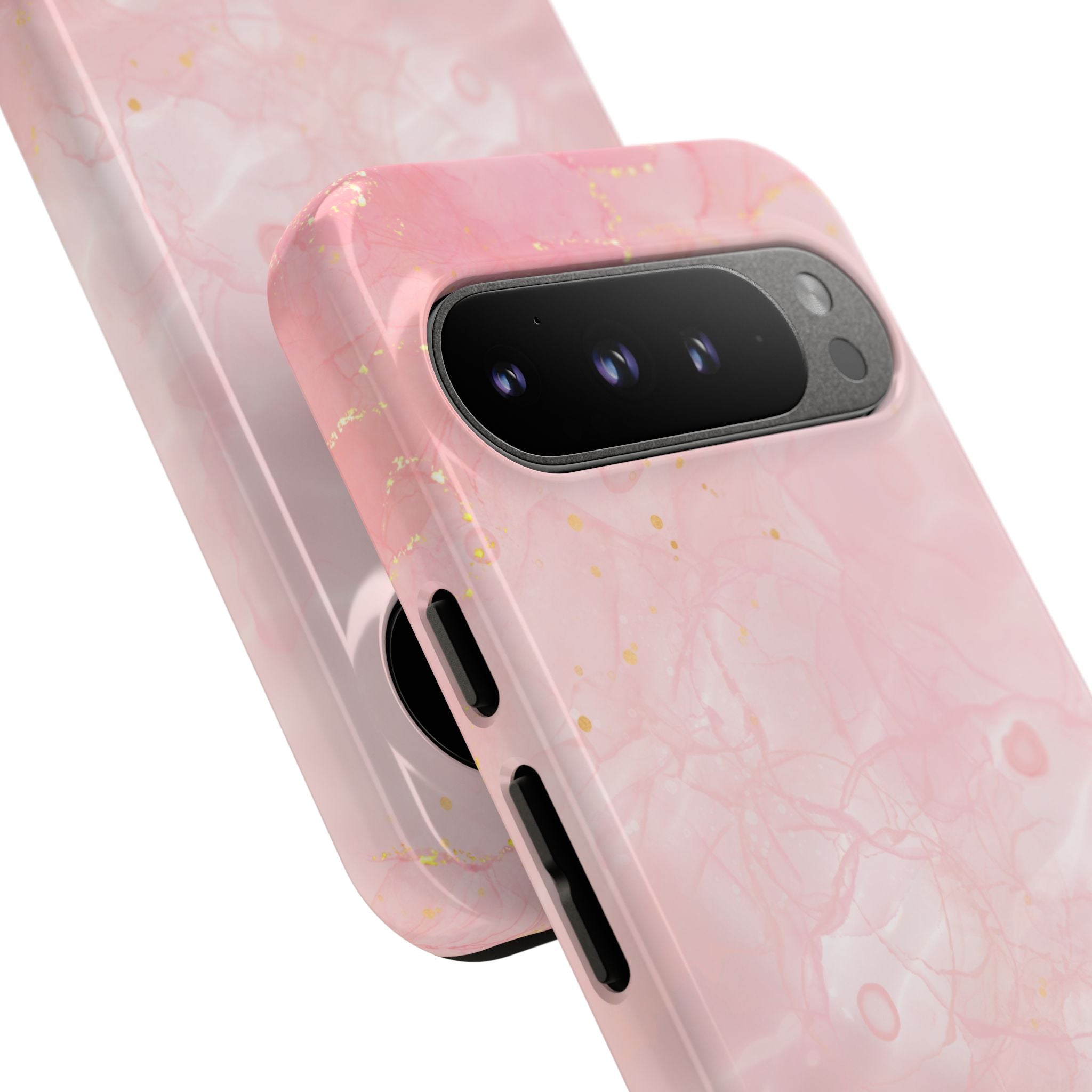 Pink Marble Tough Phone Case — Protective iPhone Cover with Gold Vein Design
