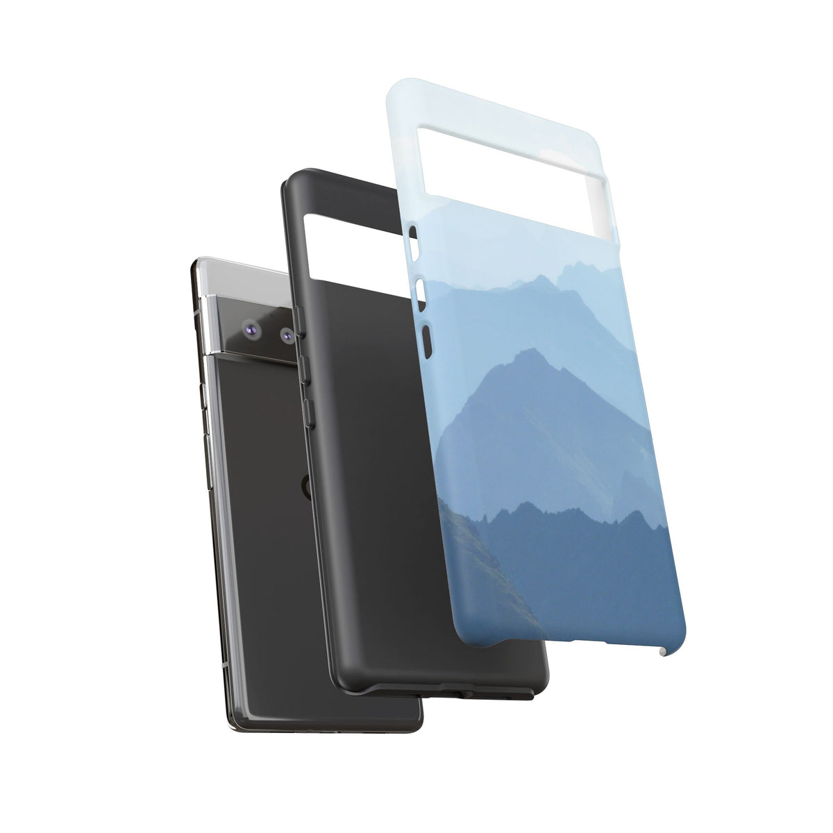 Mountain Sunrise Tough Phone Case — Blue Layered Peaks Protective Cover