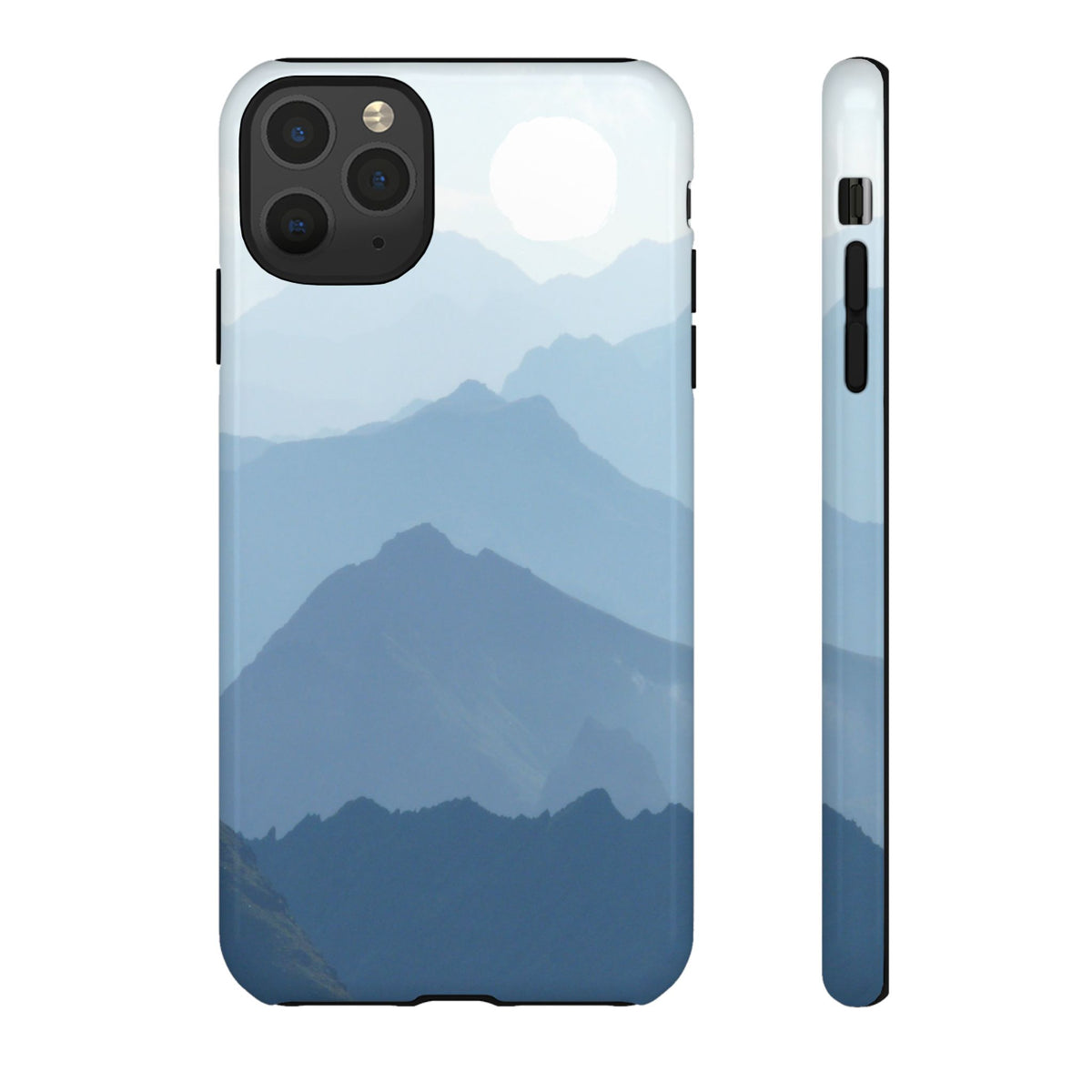 Mountain Sunrise Tough Phone Case — Blue Layered Peaks Protective Cover