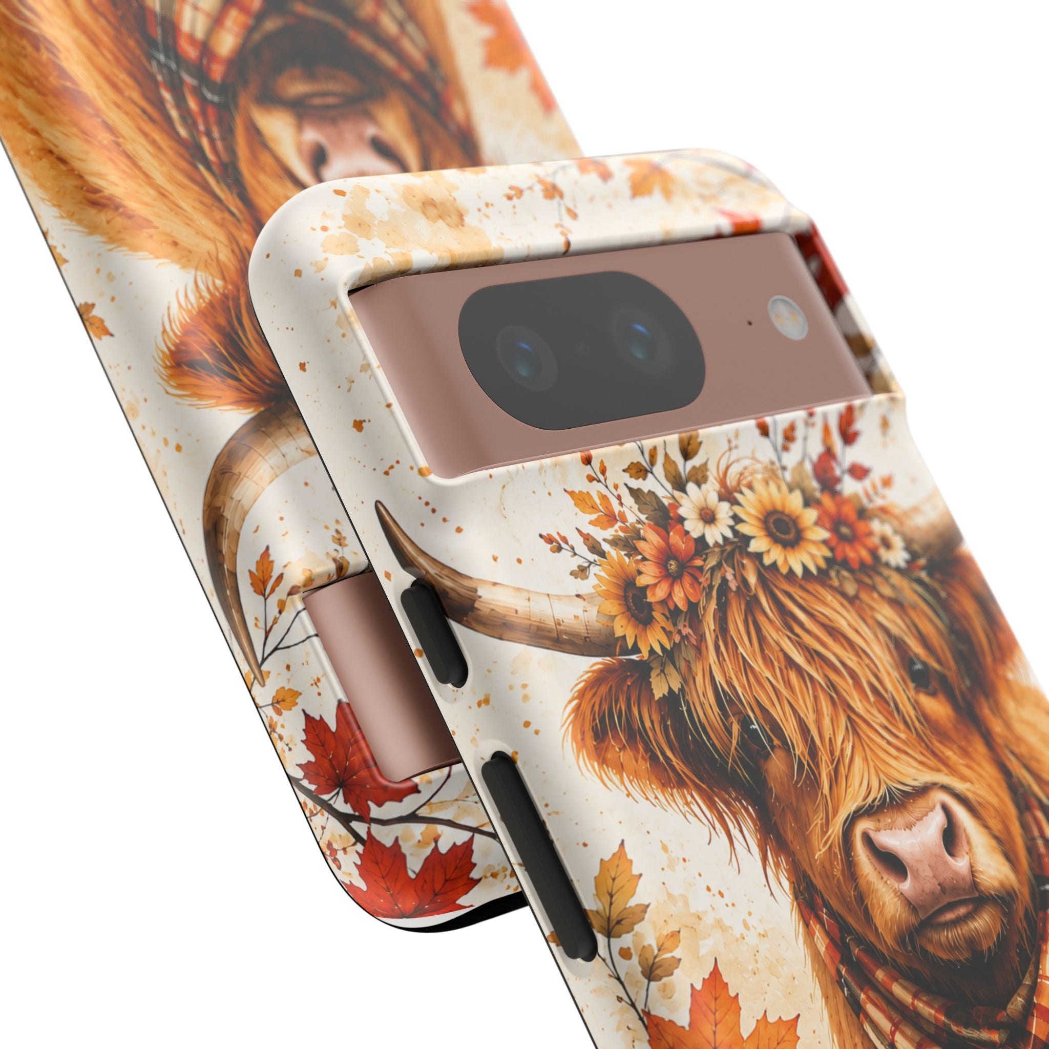 Autumn Highland Cow Phone Case — Fall Pumpkin & Sunflower Tough Case