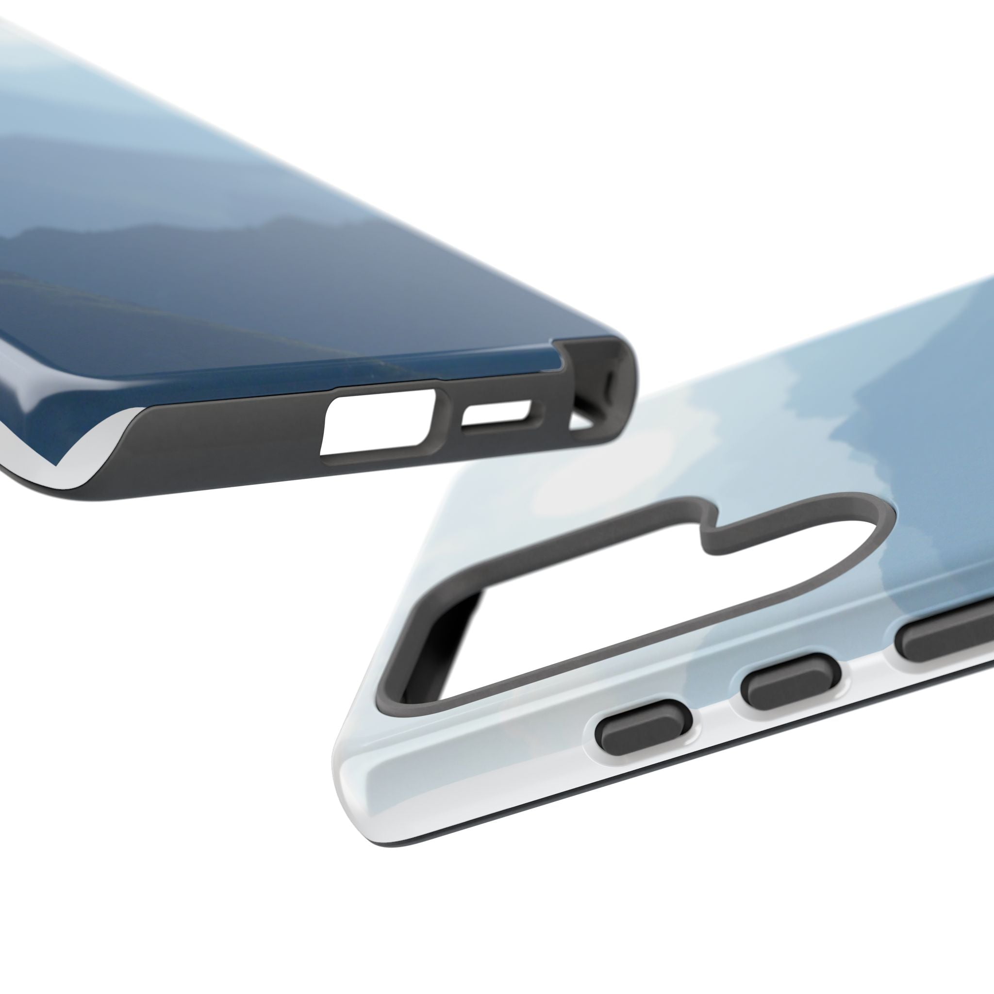 Mountain Sunrise Tough Phone Case — Blue Layered Peaks Protective Cover
