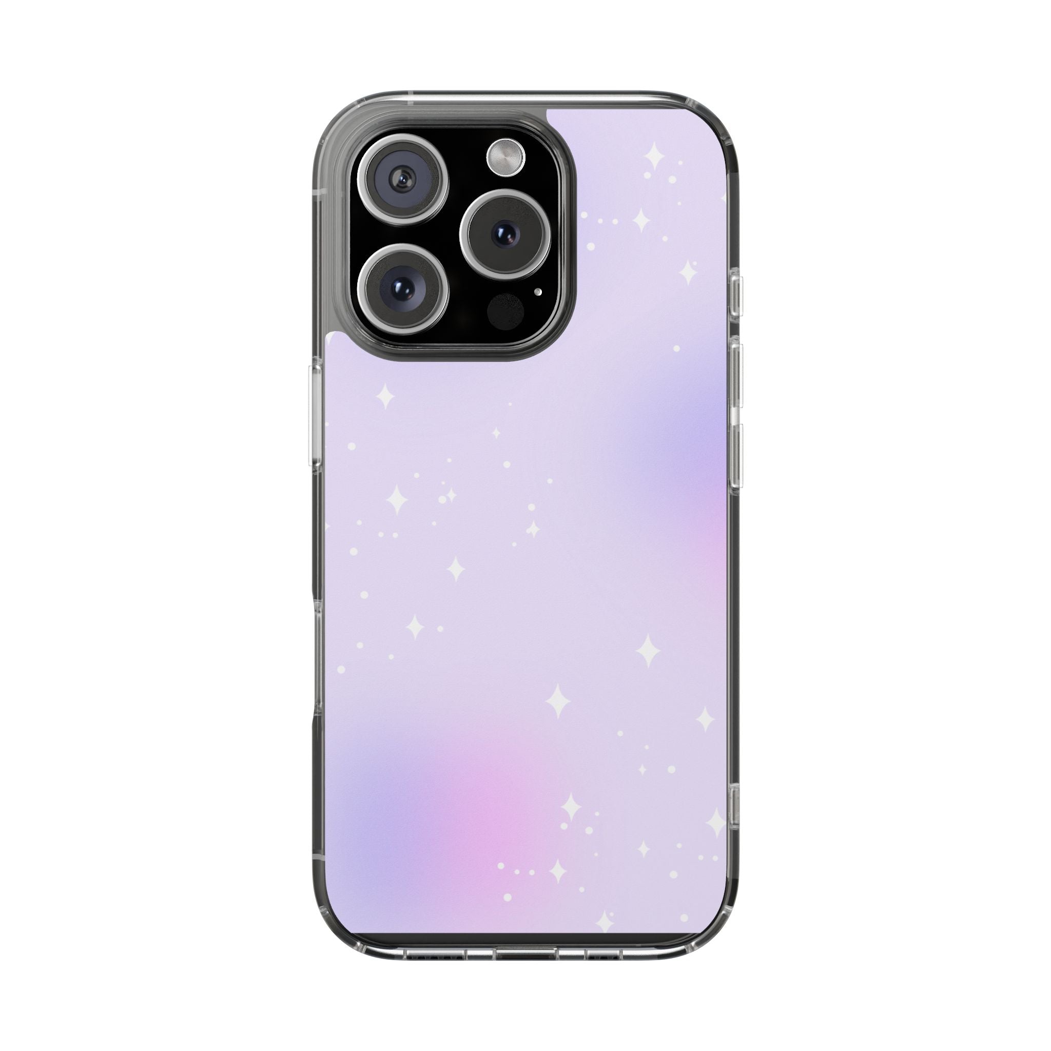 Clear Magnetic Phone Case — Pastel Purple Galaxy with Sparkle