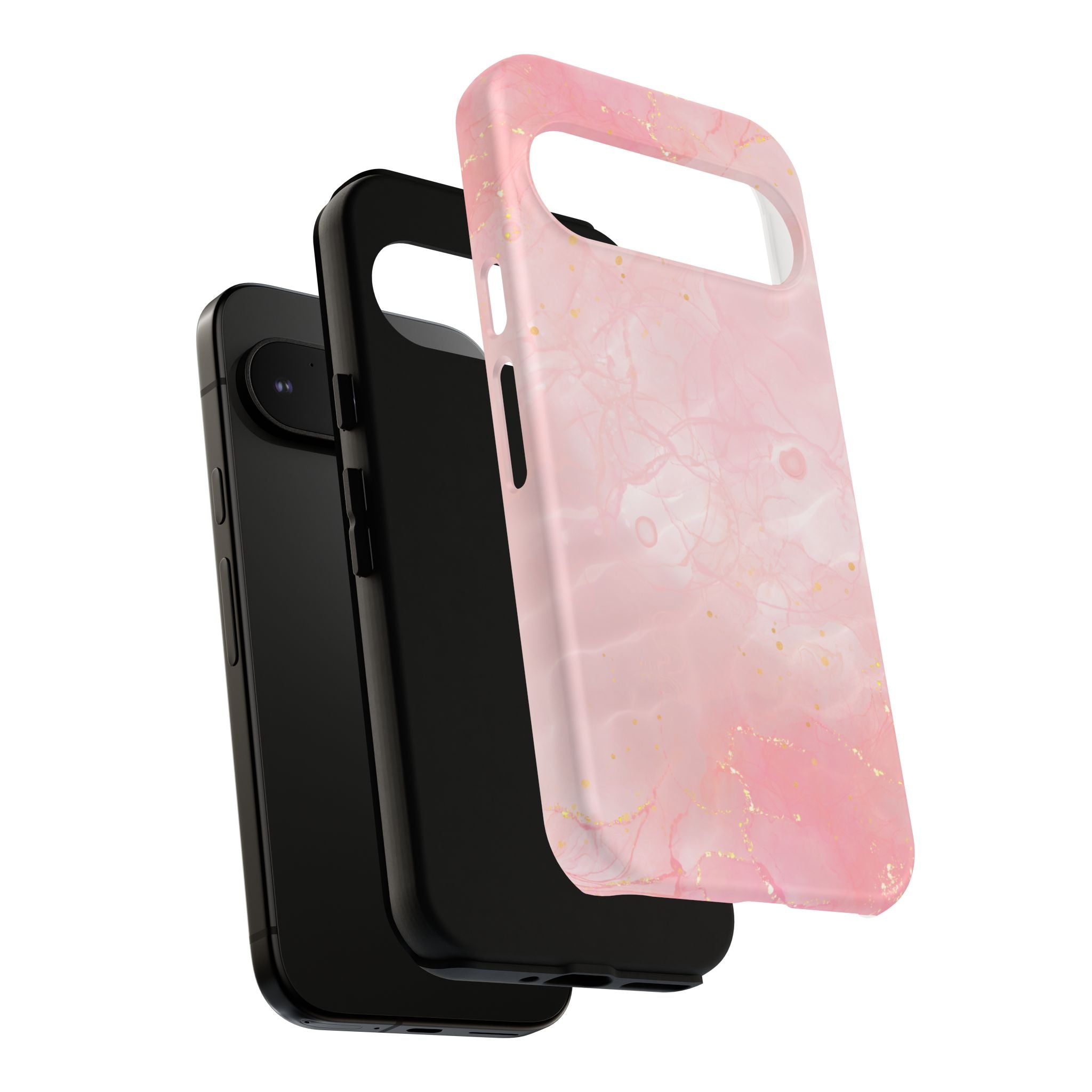 Pink Marble Tough Phone Case — Protective iPhone Cover with Gold Vein Design