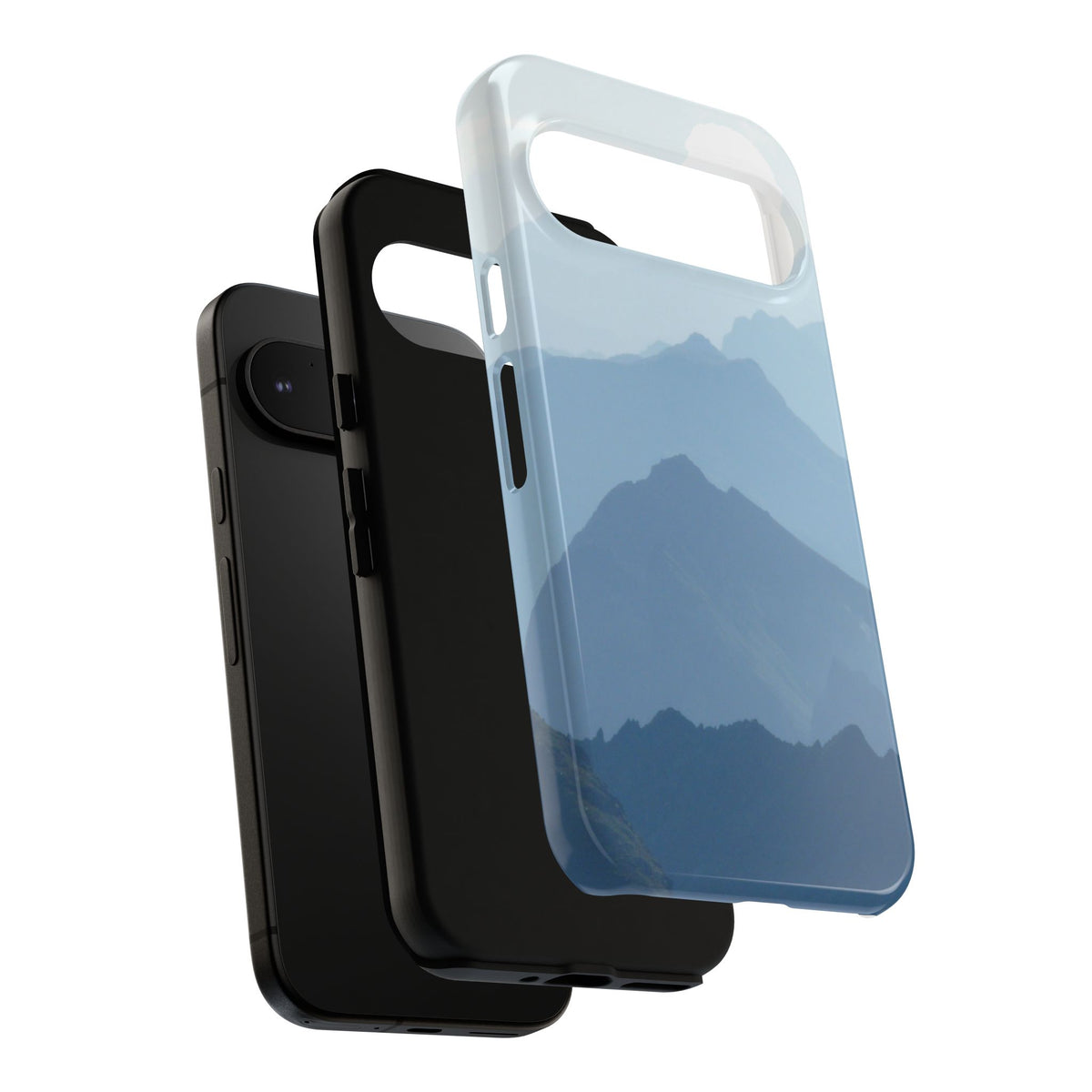 Mountain Sunrise Tough Phone Case — Blue Layered Peaks Protective Cover