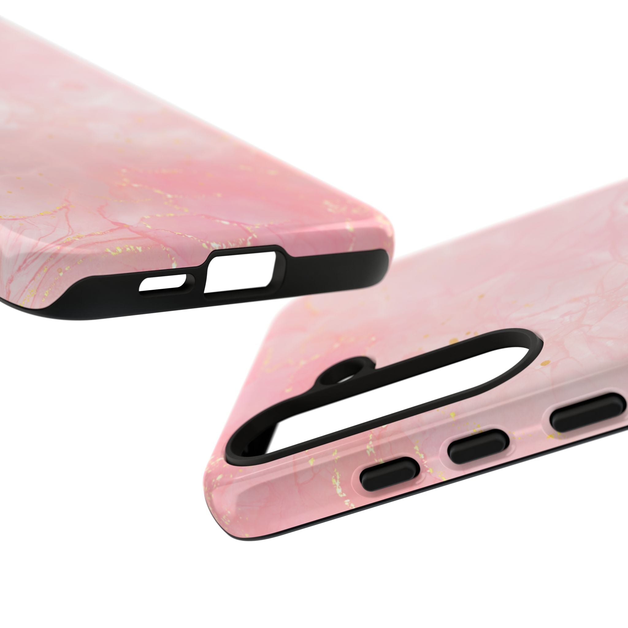 Pink Marble Tough Phone Case — Protective iPhone Cover with Gold Vein Design