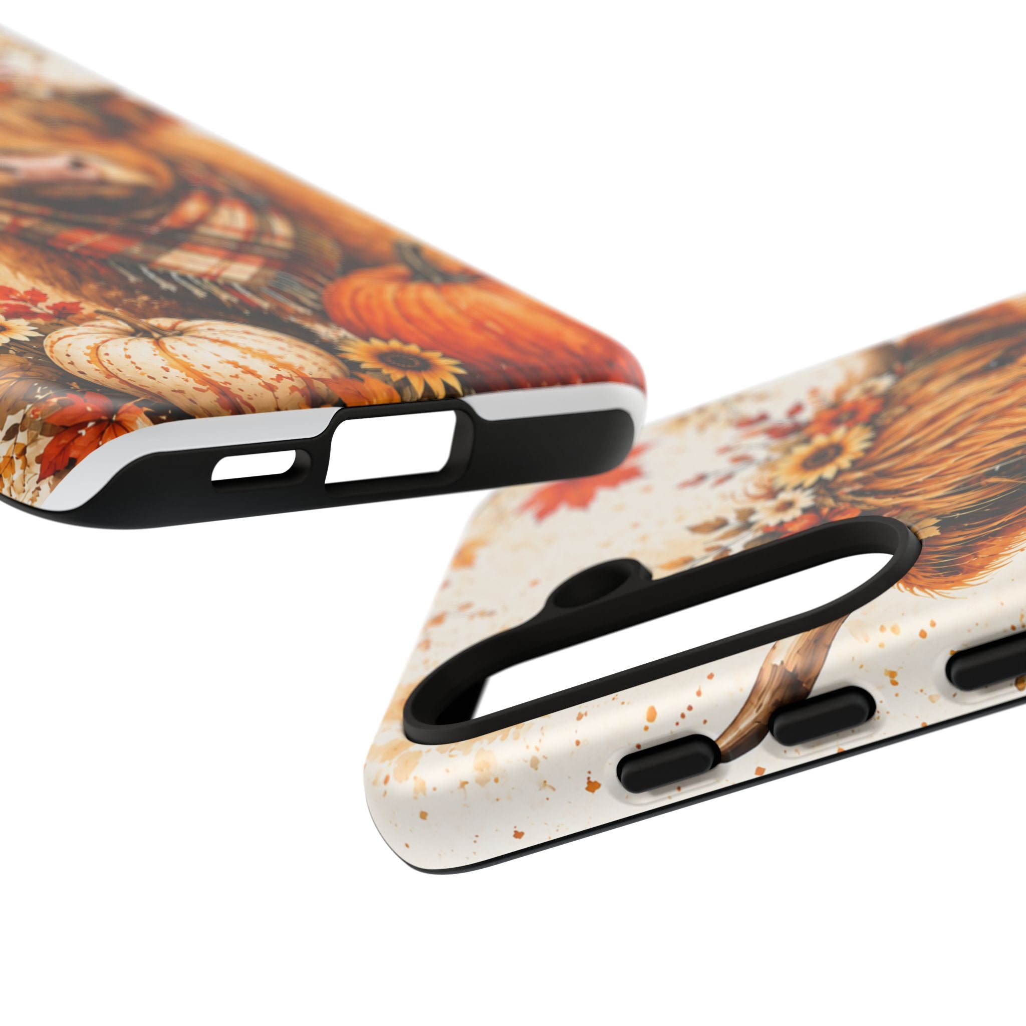 Autumn Highland Cow Phone Case — Fall Pumpkin & Sunflower Tough Case
