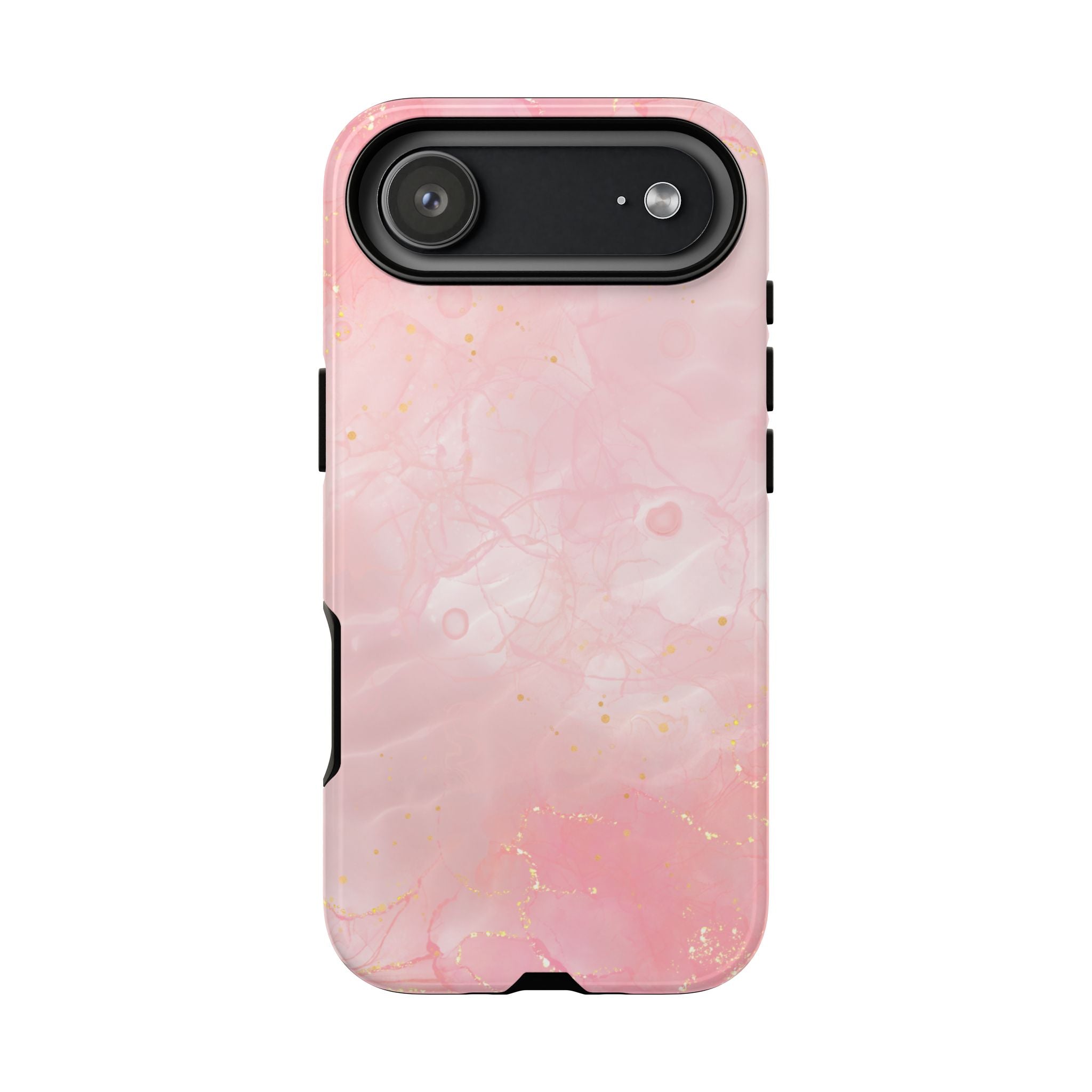 Pink Marble Tough Phone Case — Protective iPhone Cover with Gold Vein Design