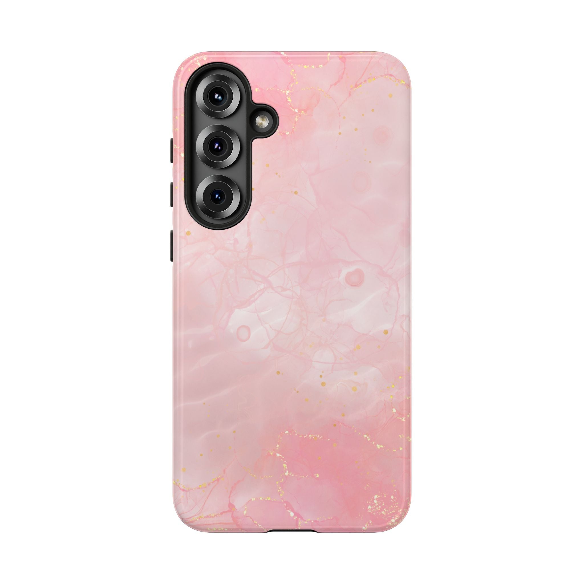 Pink Marble Tough Phone Case — Protective iPhone Cover with Gold Vein Design