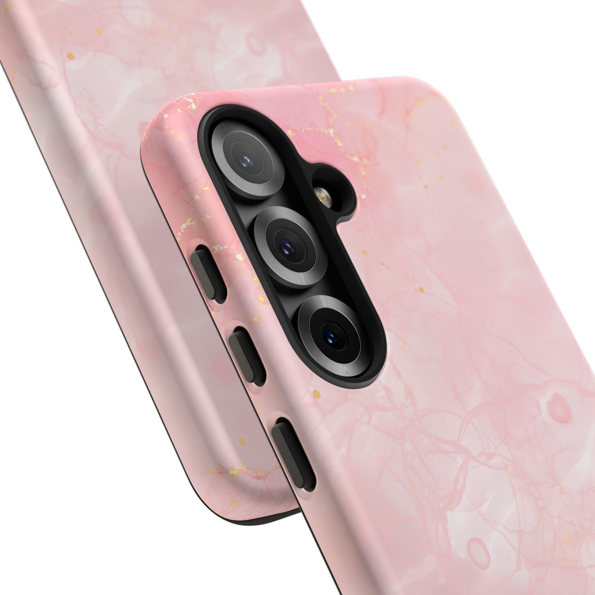 Pink Marble Tough Phone Case — Protective iPhone Cover with Gold Vein Design