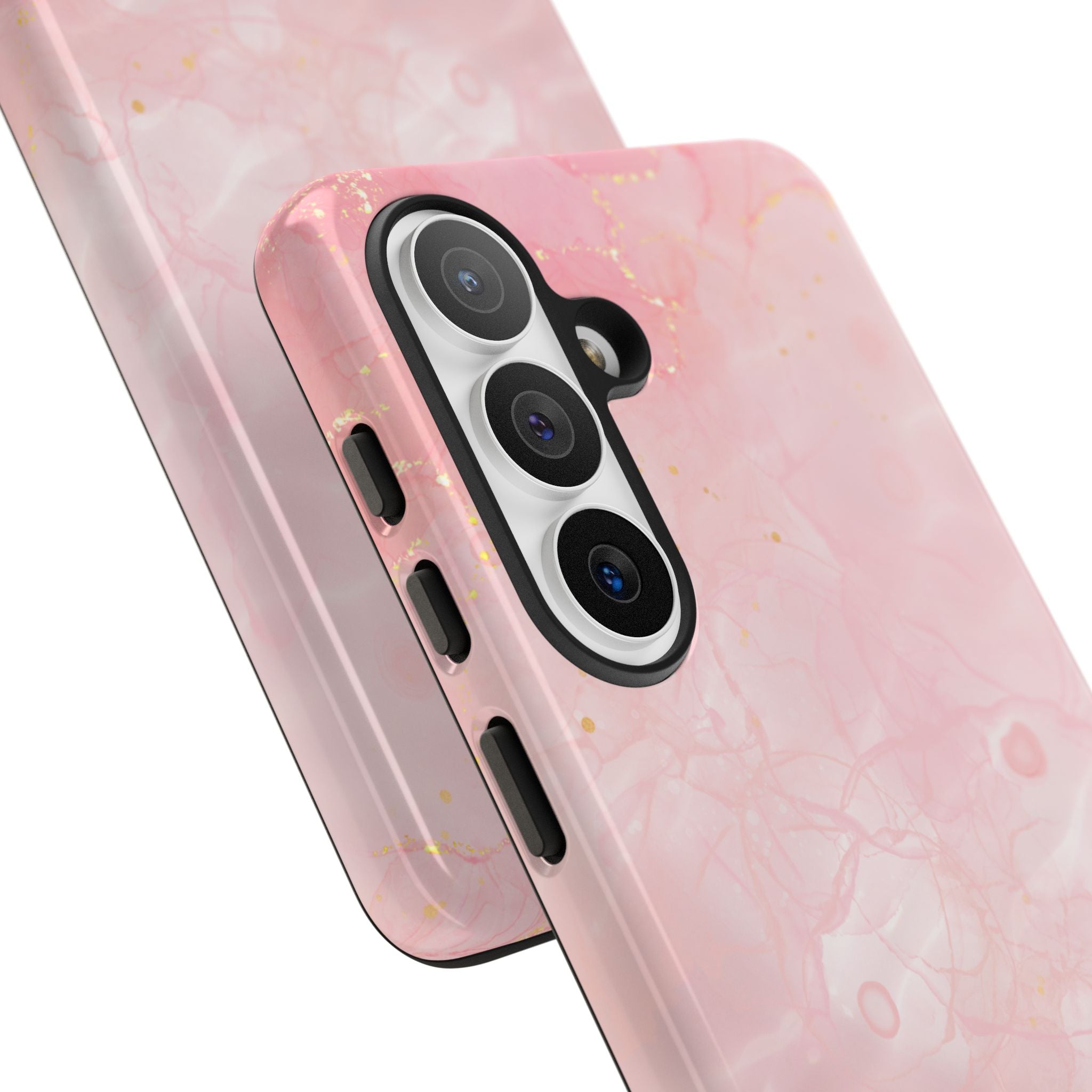 Pink Marble Tough Phone Case — Protective iPhone Cover with Gold Vein Design