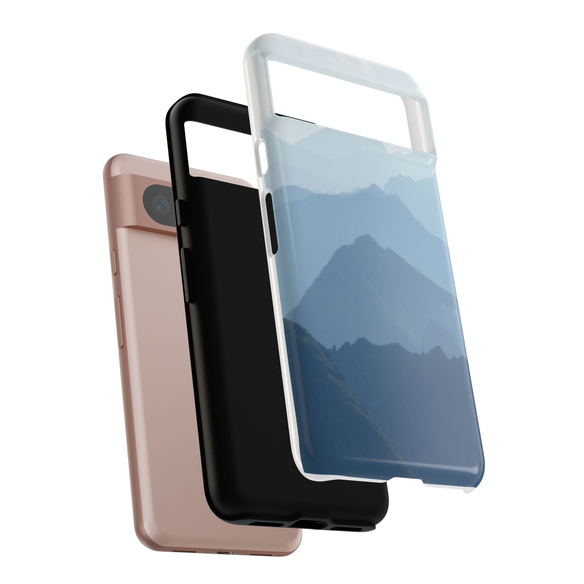 Mountain Sunrise Tough Phone Case — Blue Layered Peaks Protective Cover