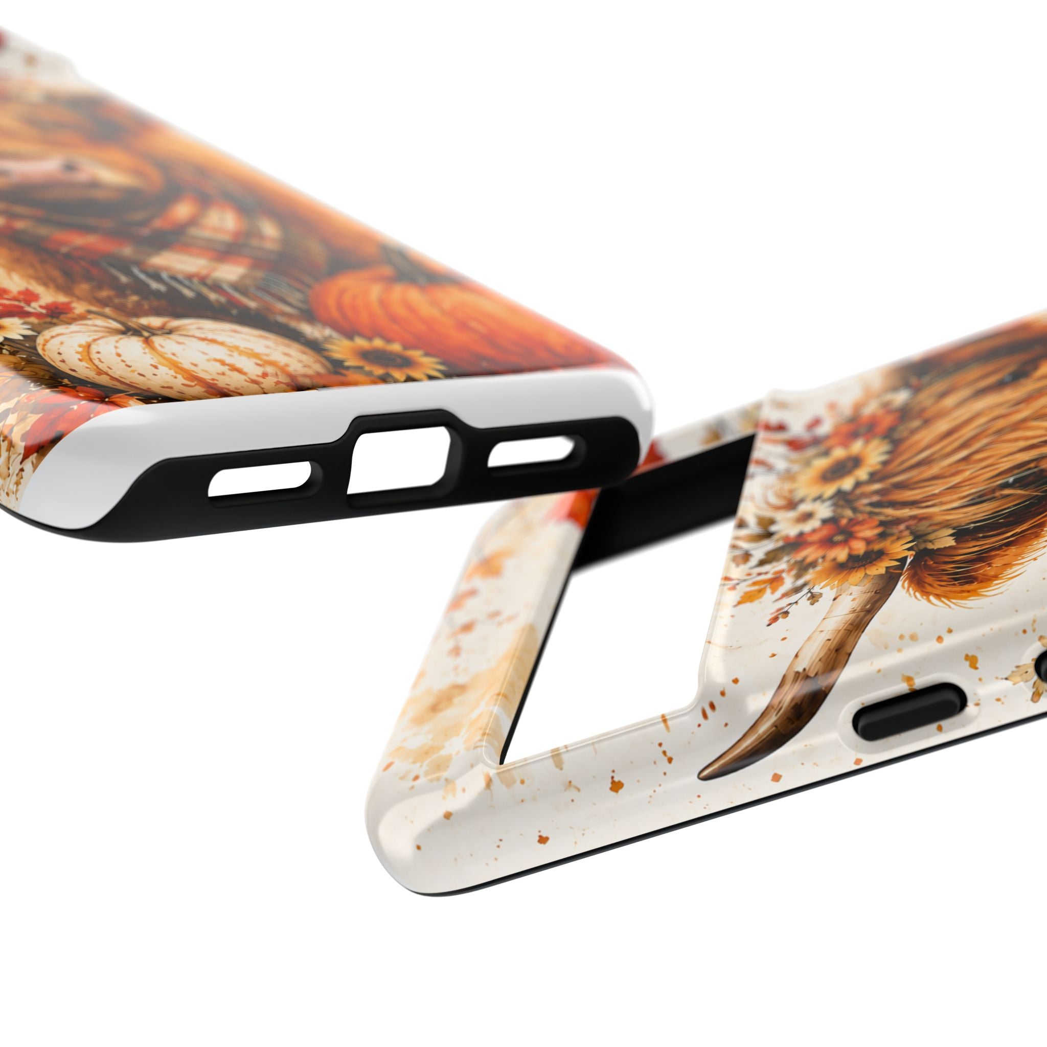 Autumn Highland Cow Phone Case — Fall Pumpkin & Sunflower Tough Case