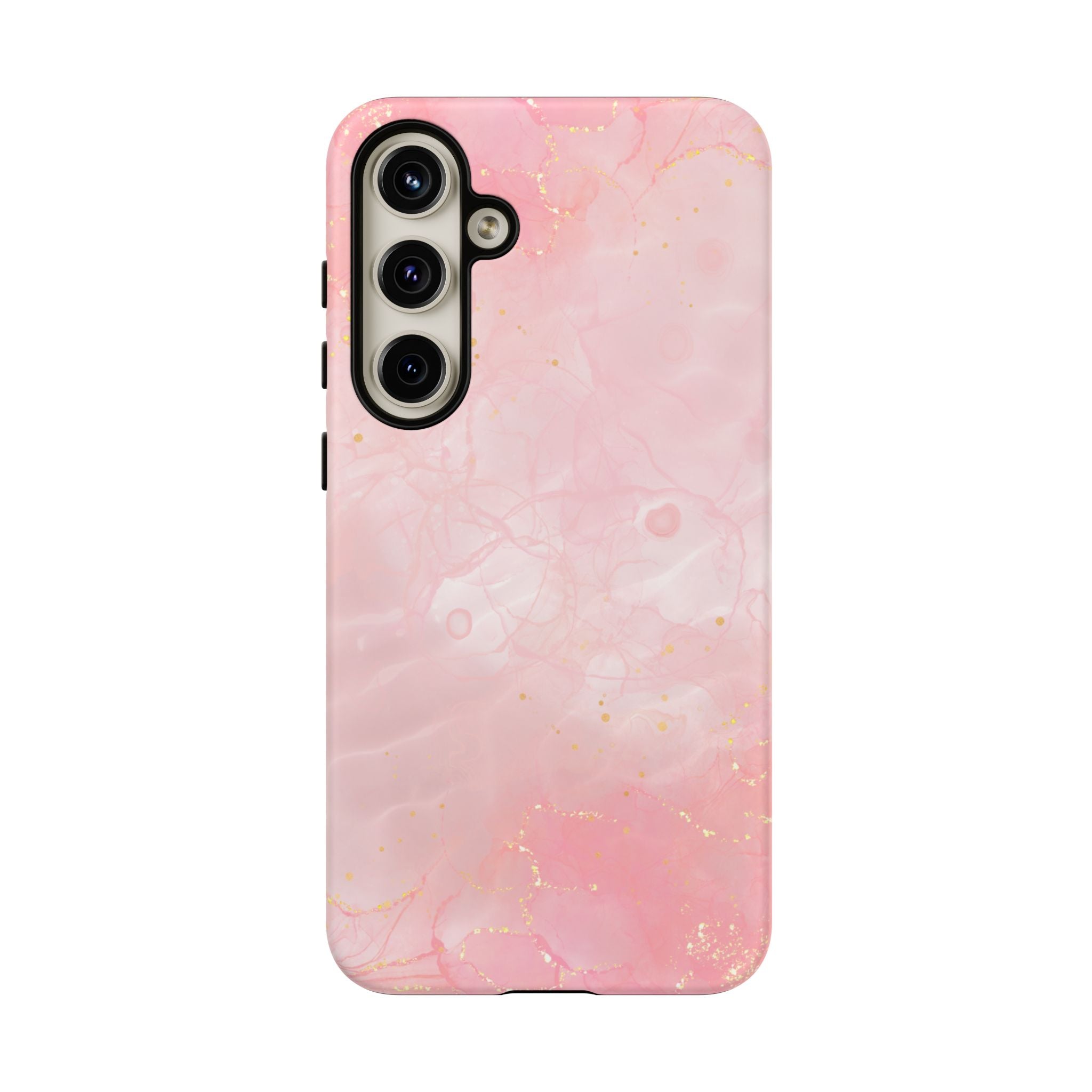 Pink Marble Tough Phone Case — Protective iPhone Cover with Gold Vein Design