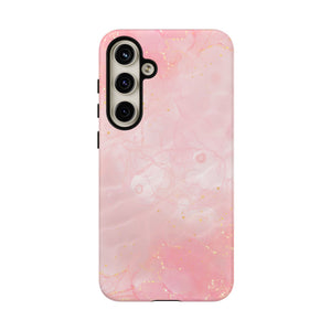 Pink Marble Tough Phone Case — Protective iPhone Cover with Gold Vein Design