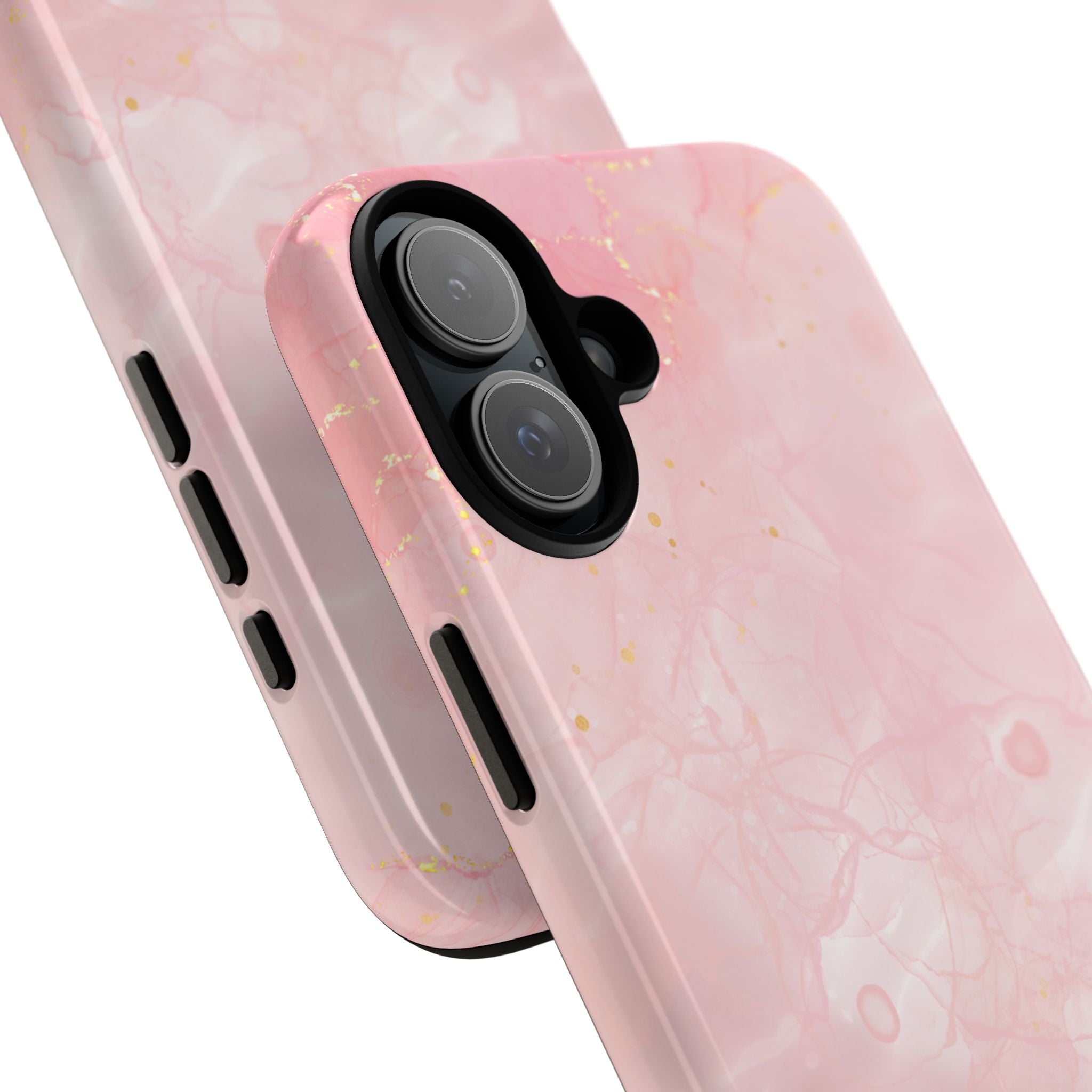 Pink Marble Tough Phone Case — Protective iPhone Cover with Gold Vein Design