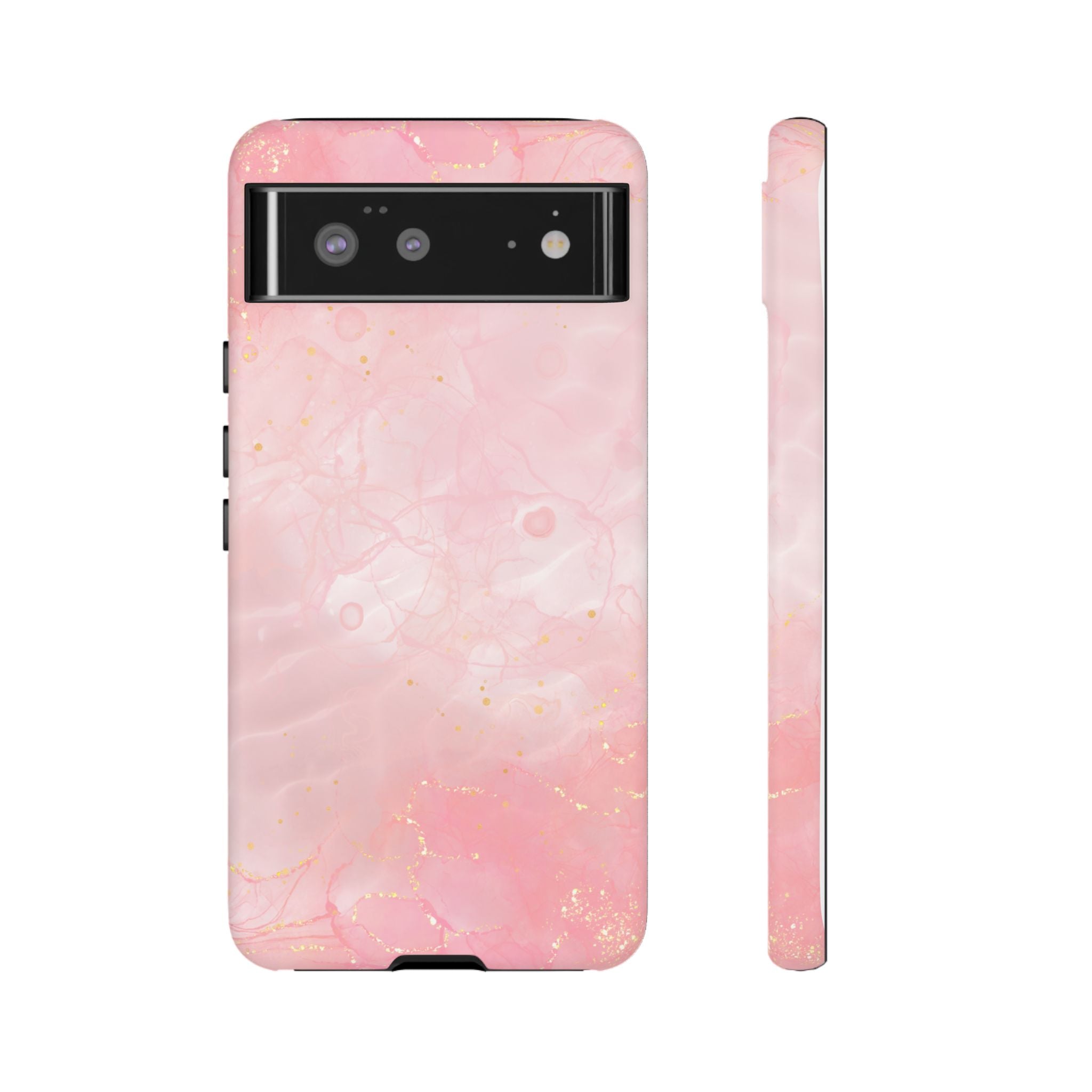 Pink Marble Tough Phone Case — Protective iPhone Cover with Gold Vein Design