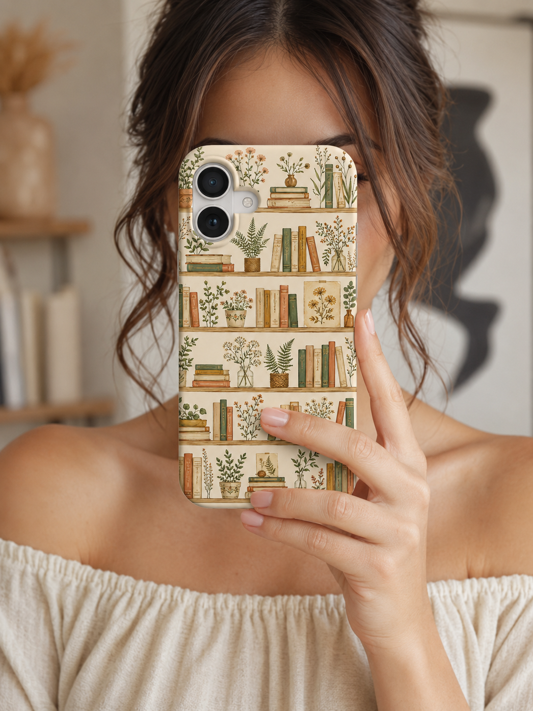 Phone Case - Cozy Bookshelf Botanical Tough Case
