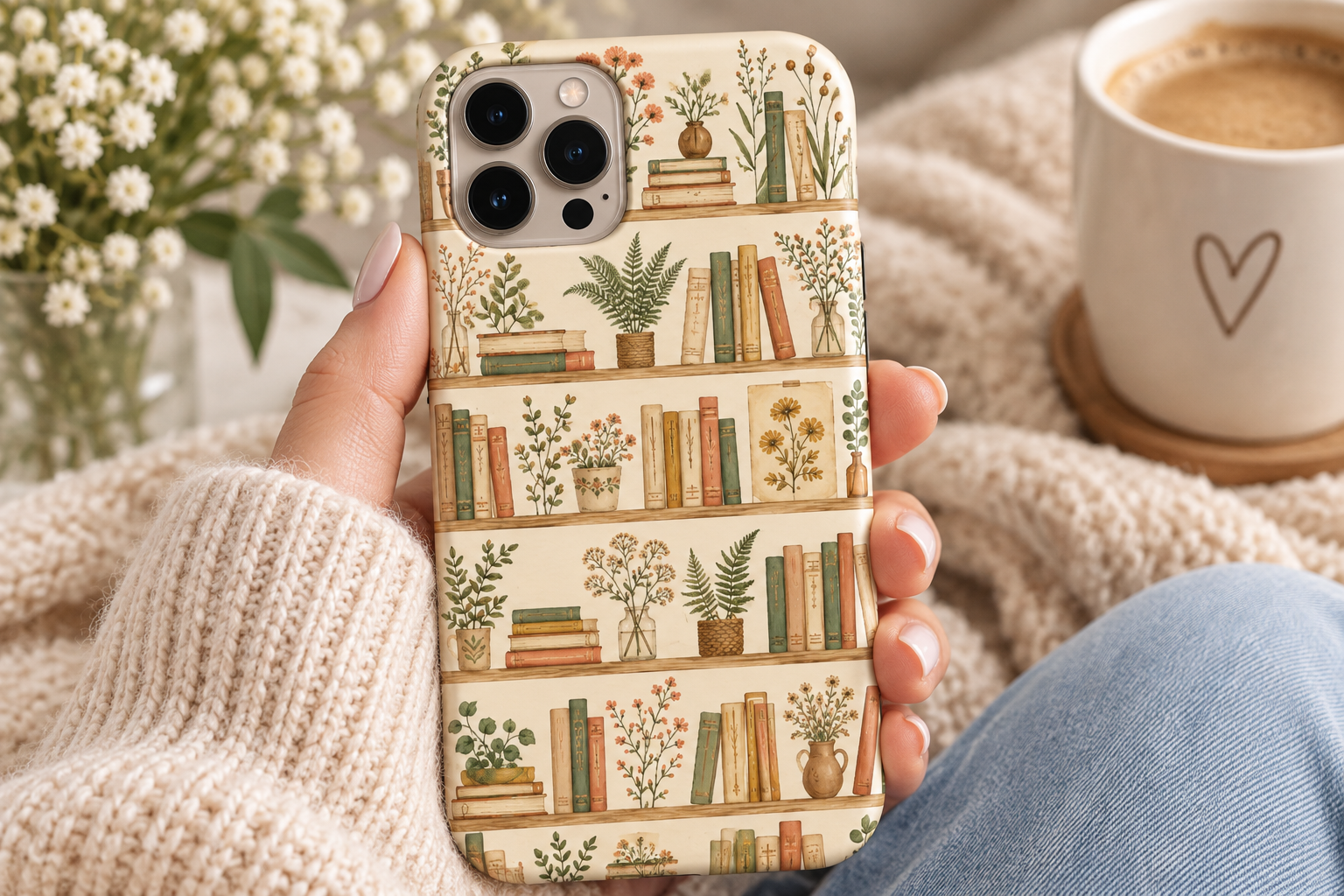 Phone Case - Cozy Bookshelf Botanical Tough Case