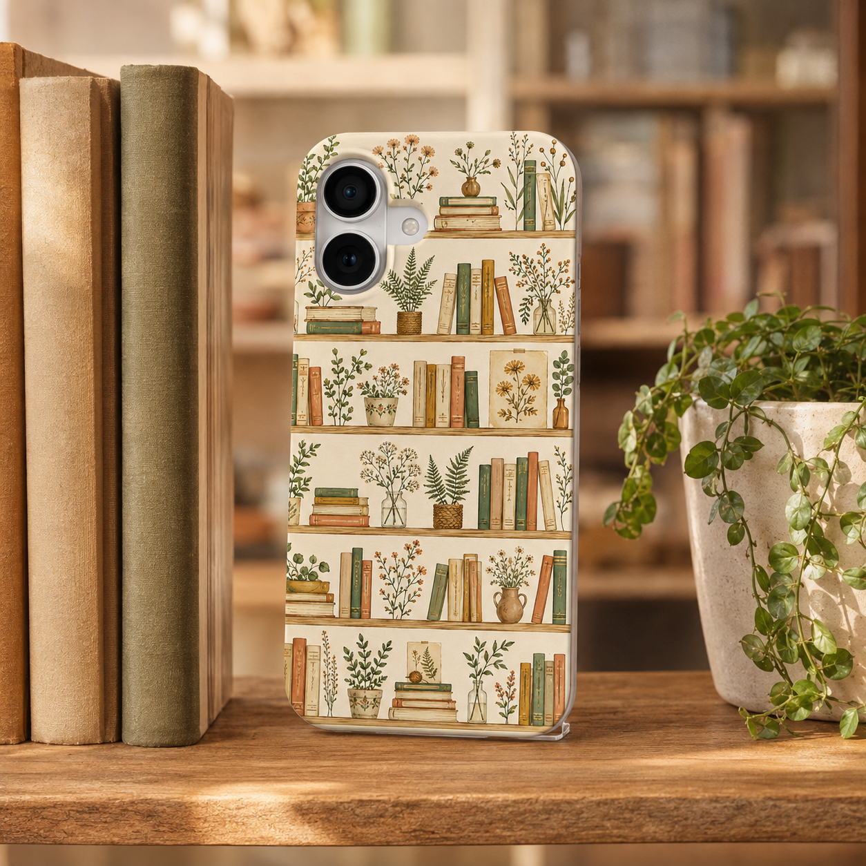 Phone Case - Cozy Bookshelf Botanical Tough Case