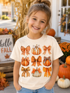 Kids Fall Pumpkin & Bows Tee – Autumn Harvest Youth Shirt