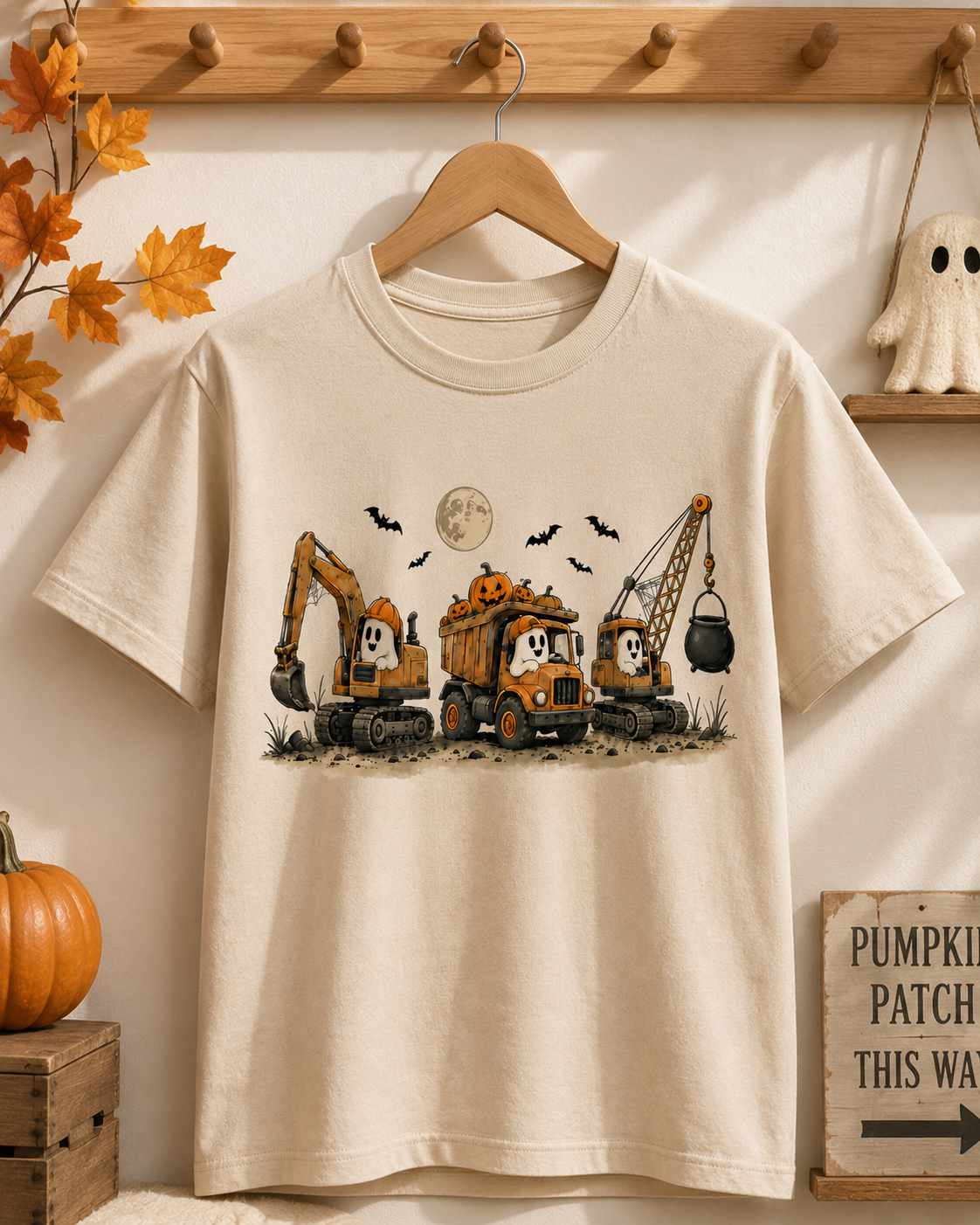 Construction Trucks Youth Tee - Excavator, Bulldozer & Crane Kids Shirt