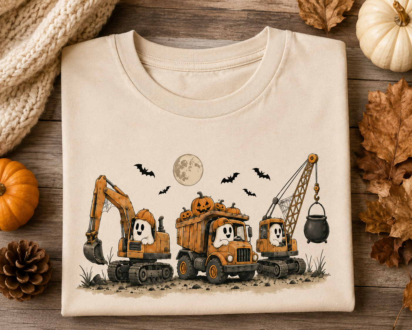 Construction Trucks Youth Tee - Excavator, Bulldozer & Crane Kids Shirt