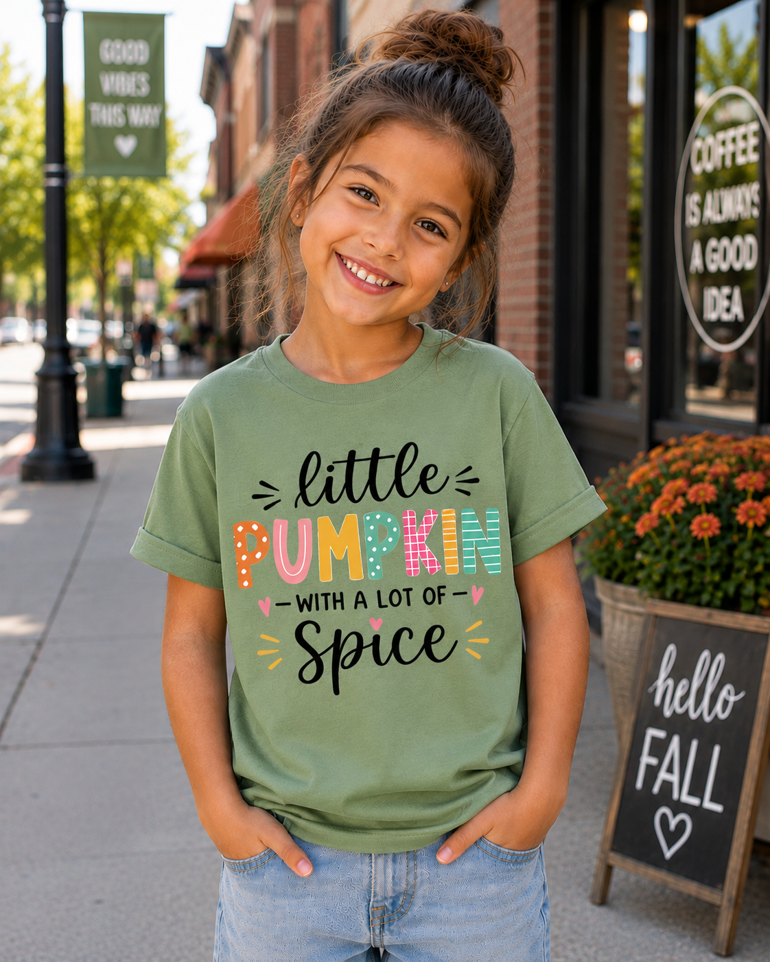 Youth Tee - "Little Pumpkin with a Lot of Spice" Fall Kids Shirt