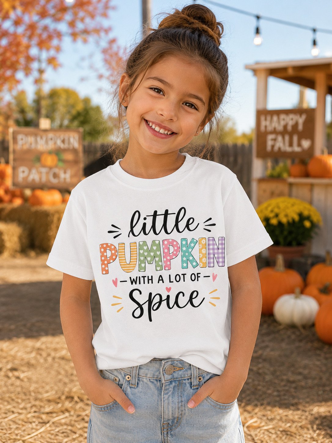 Youth Tee - "Little Pumpkin with a Lot of Spice" Fall Kids Shirt