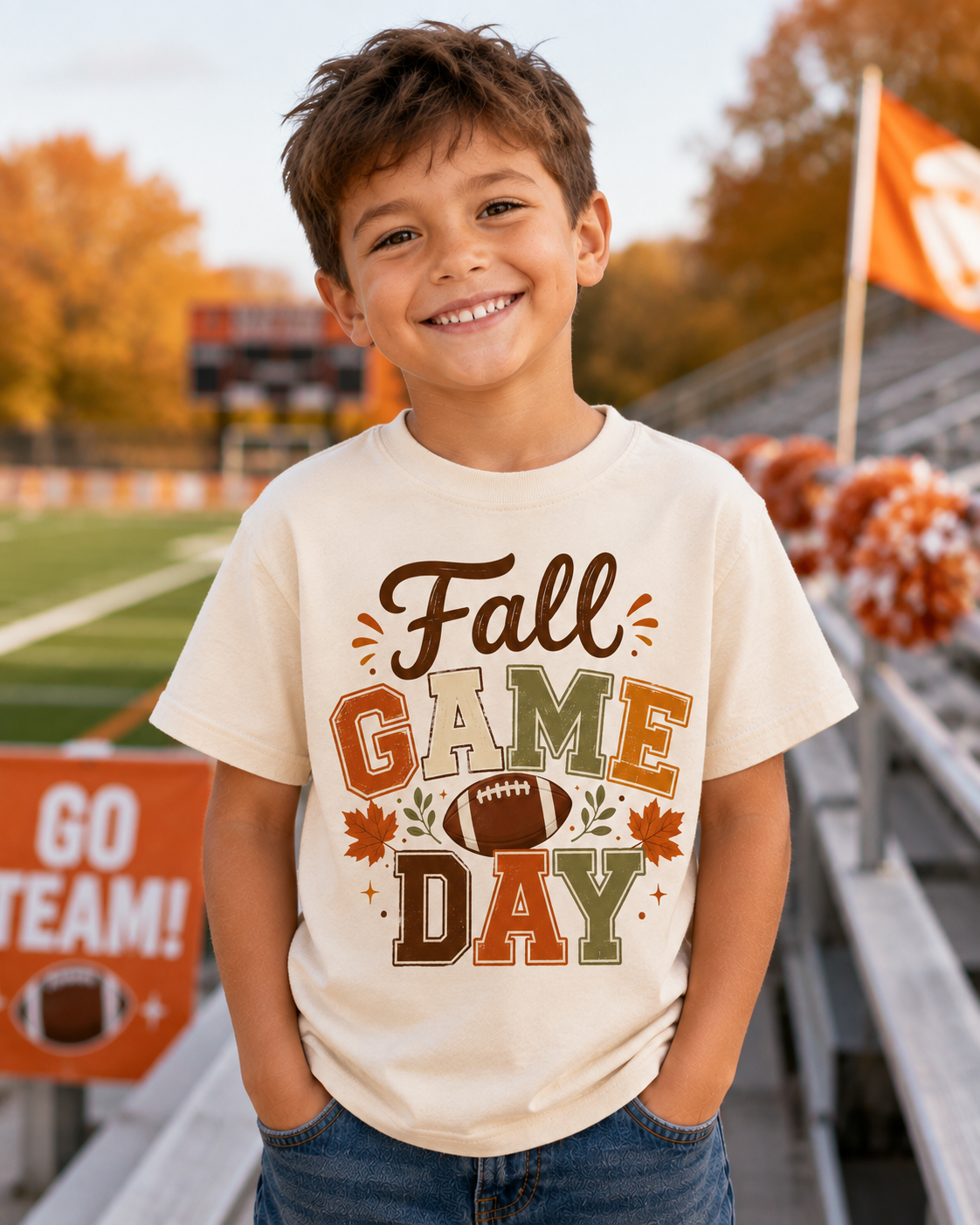 Fall Game Day Youth Tee — Kids Football Autumn Shirt