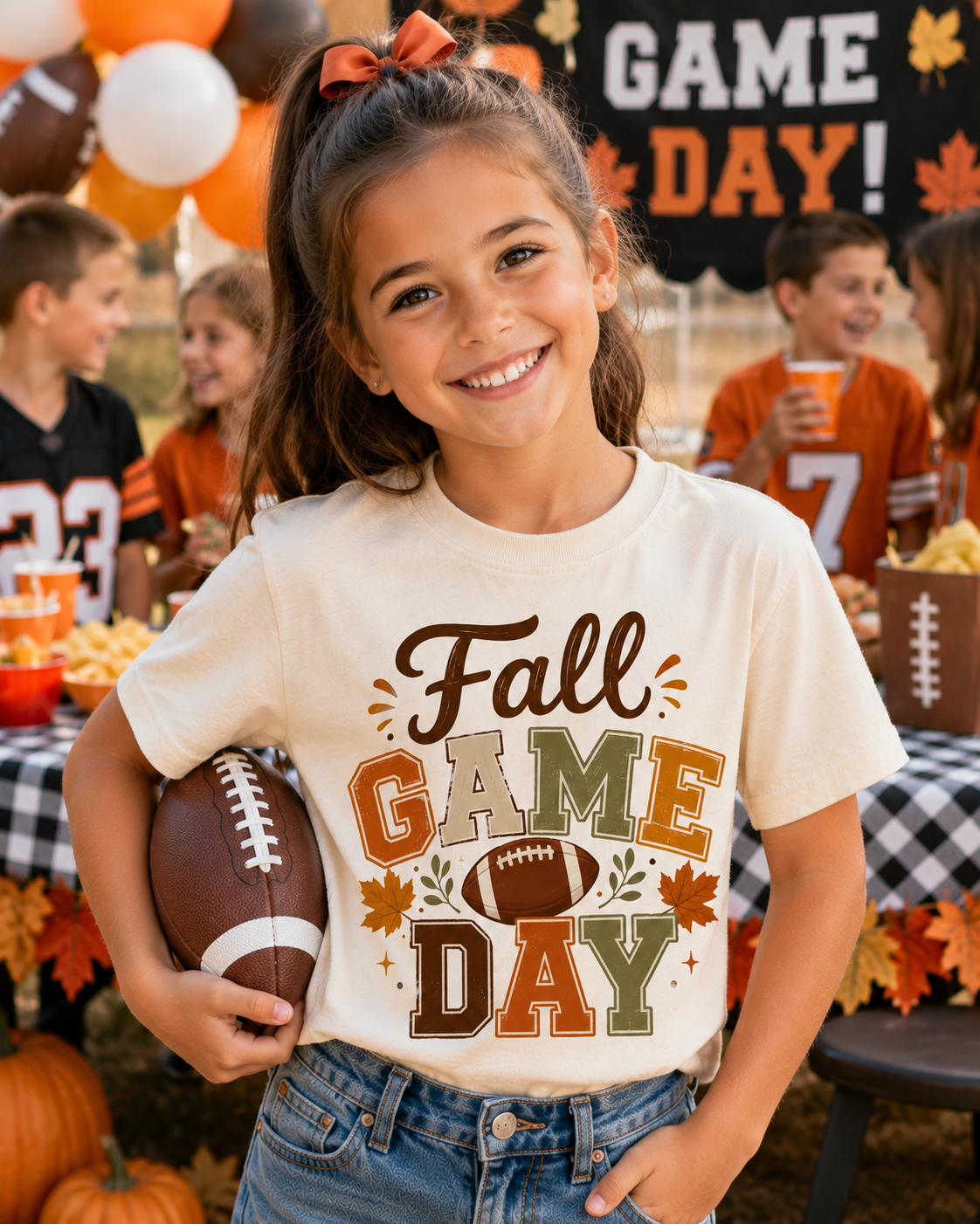 Fall Game Day Youth Tee — Kids Football Autumn Shirt