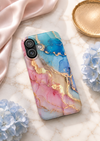 Marble Galaxy Slim Phone Case — Pink & Blue Gold Vein Art