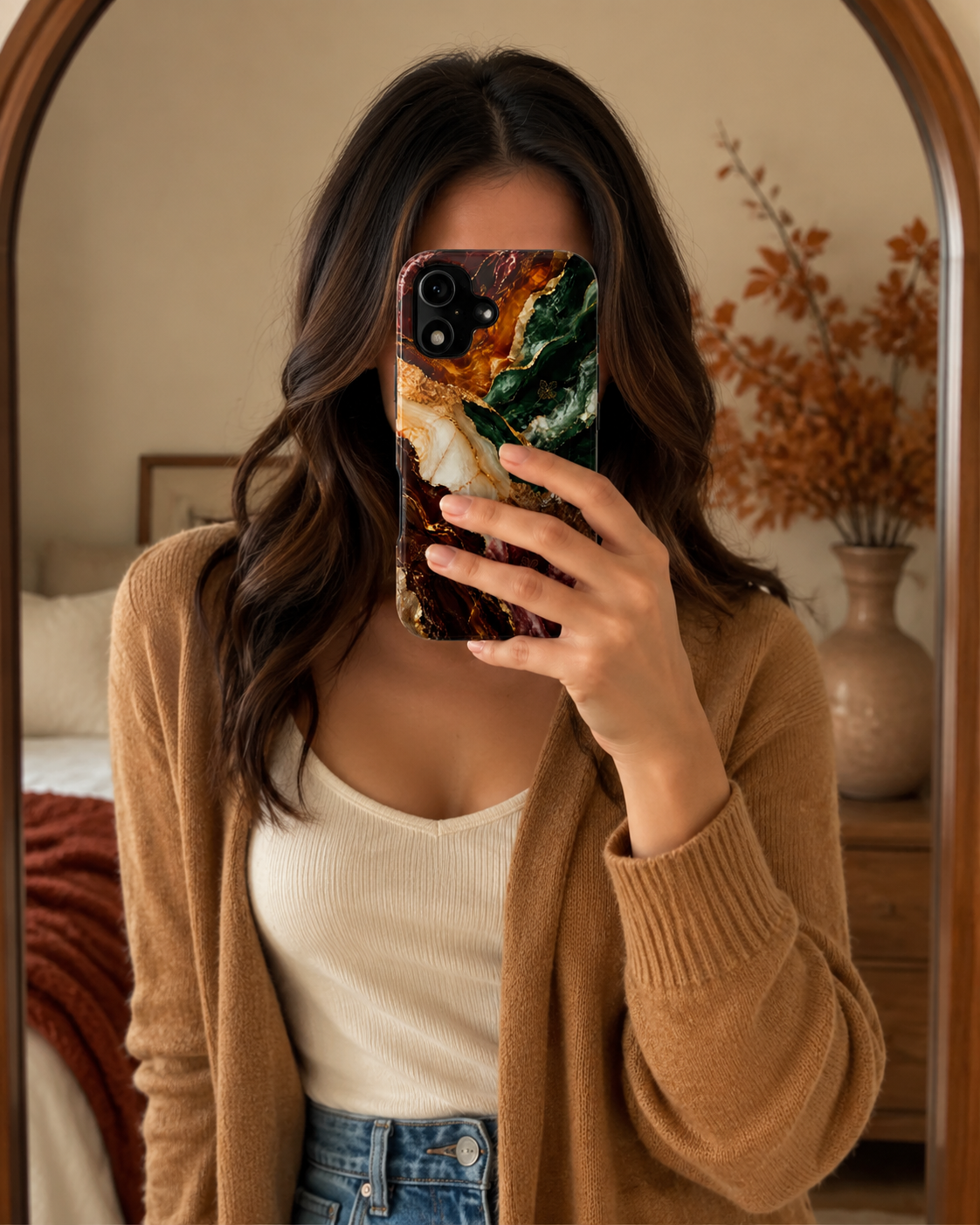 Marble Phone Case | Emerald Gold Marble Cover | Luxury Stone Print for iPhone 17 16 15 & Samsung