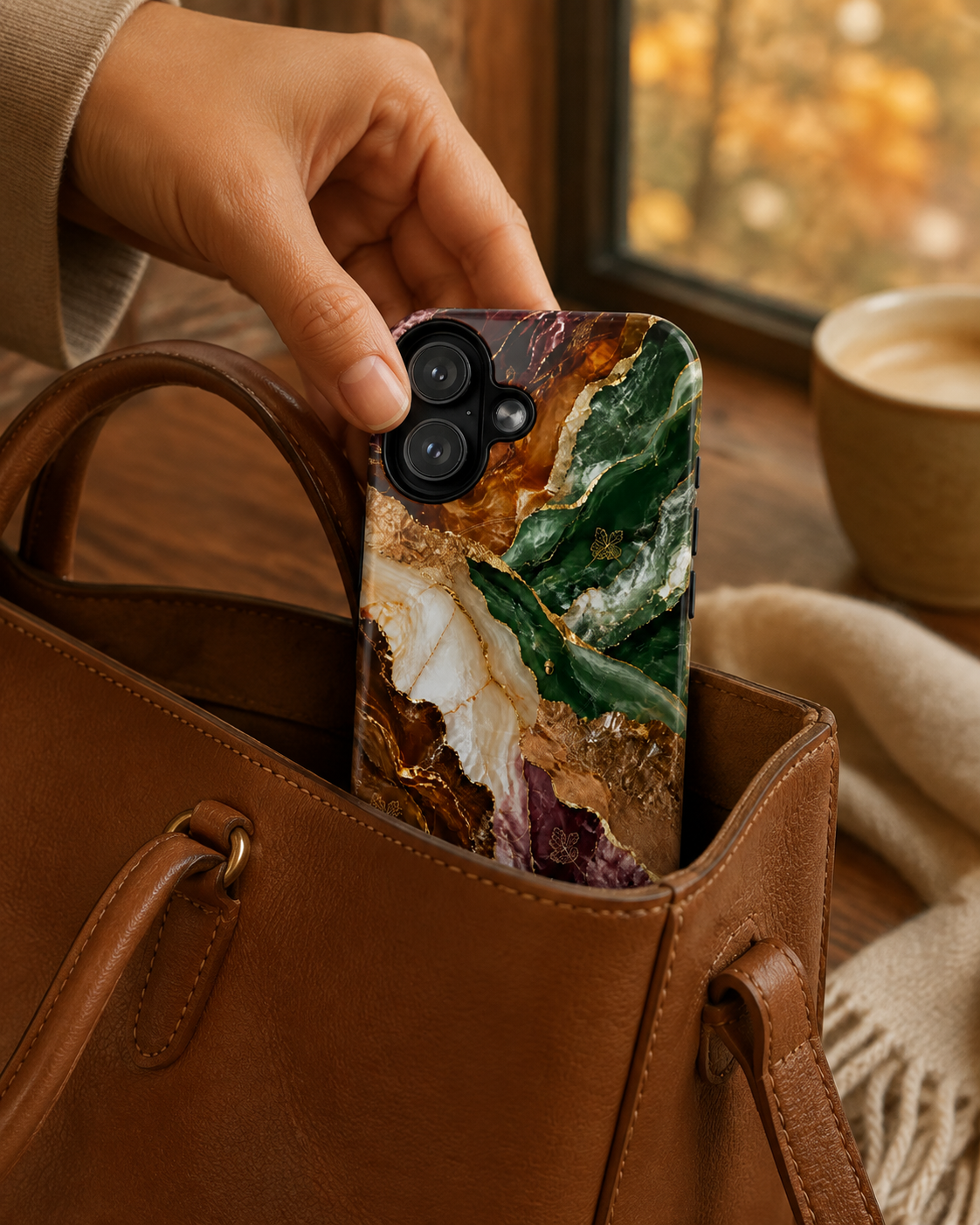 Marble Phone Case | Emerald Gold Marble Cover | Luxury Stone Print for iPhone 17 16 15 & Samsung