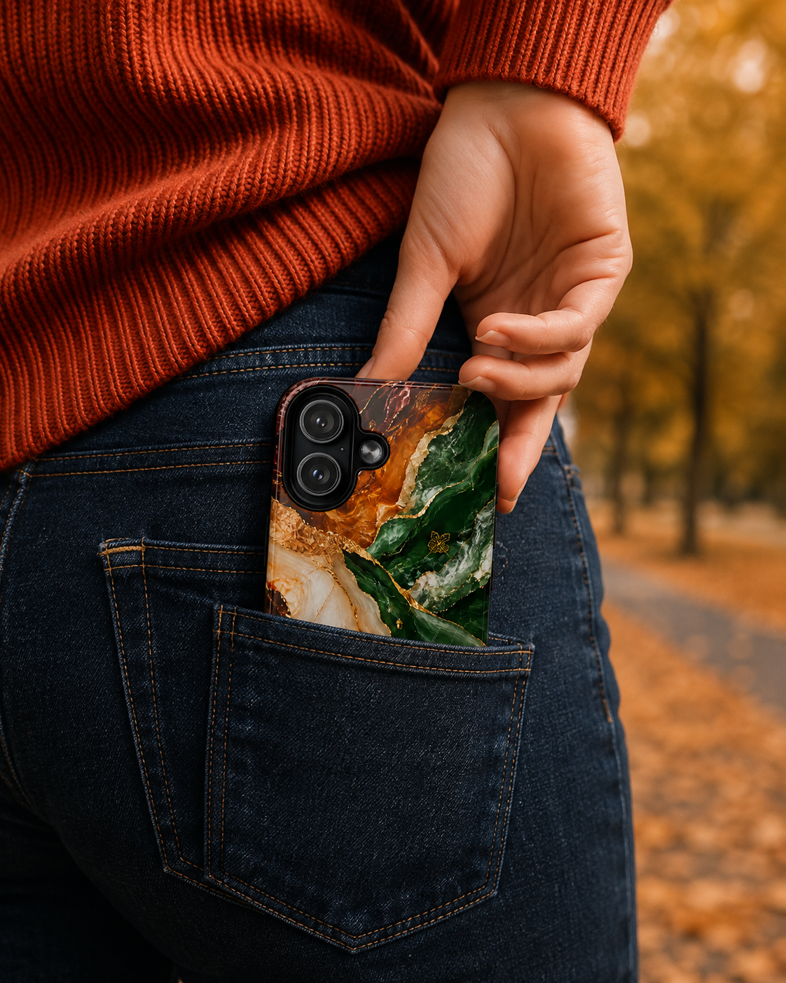 Marble Phone Case | Emerald Gold Marble Cover | Luxury Stone Print for iPhone 17 16 15 & Samsung